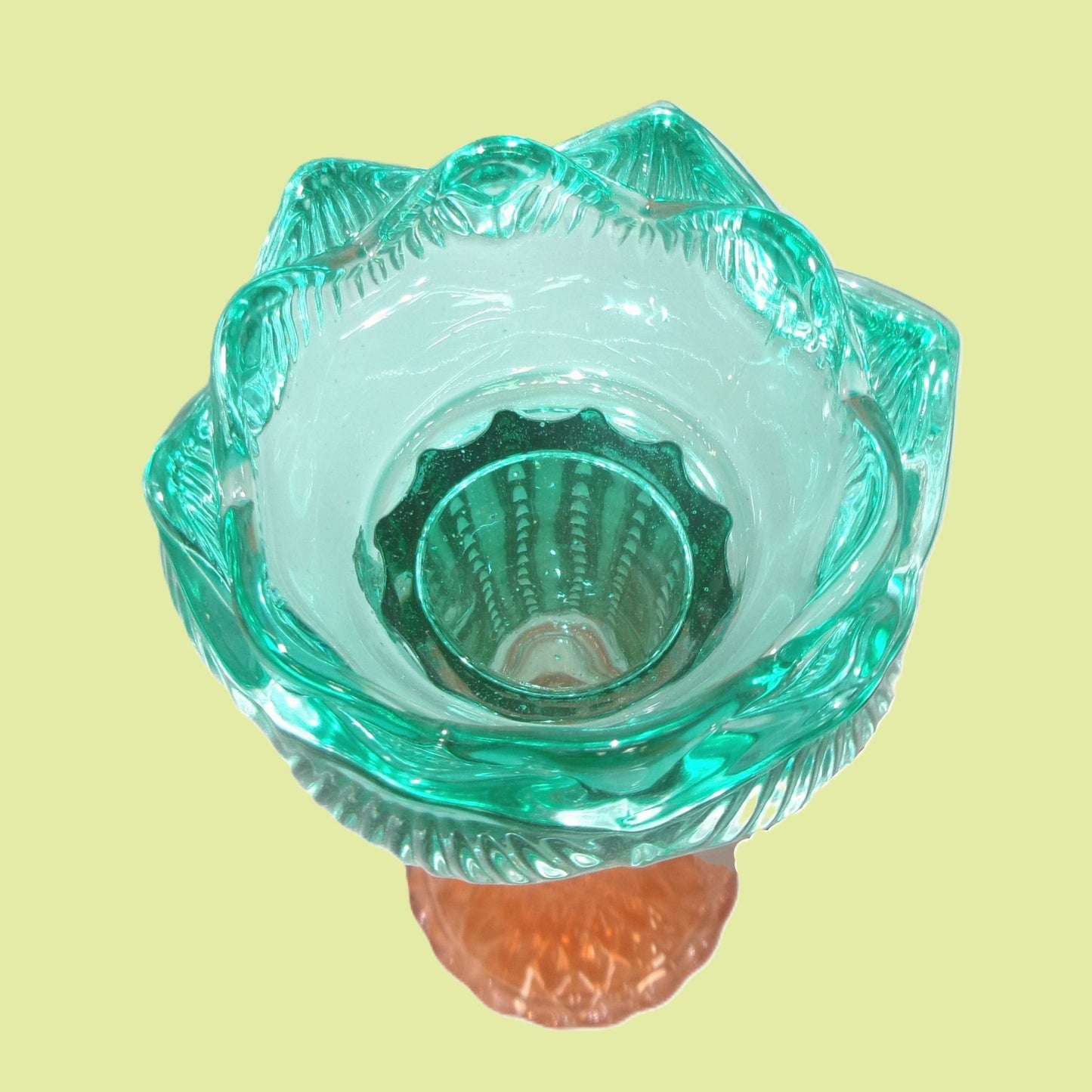 2 Assorted Colourful Glass Cactus Design Tall Candle Holders
