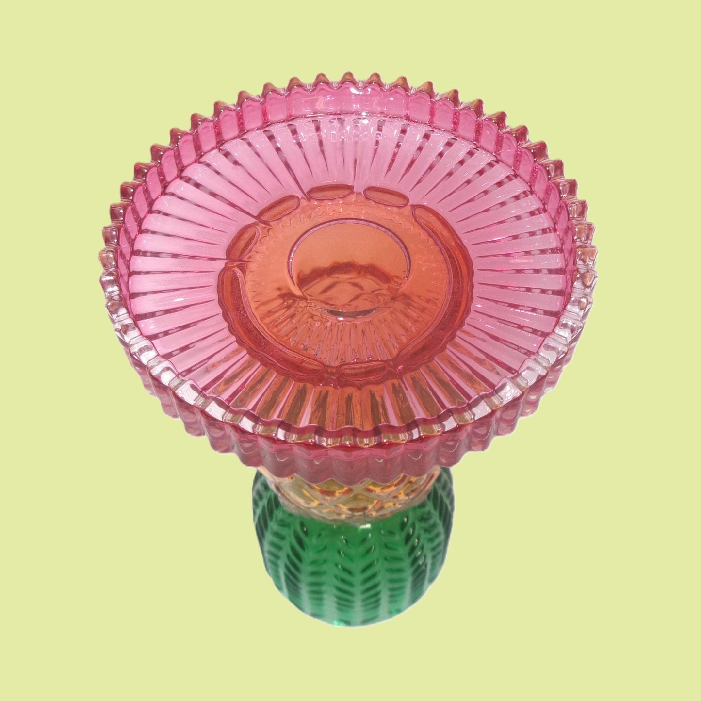 2 Assorted Colourful Glass Tropical Design Candle Holders
