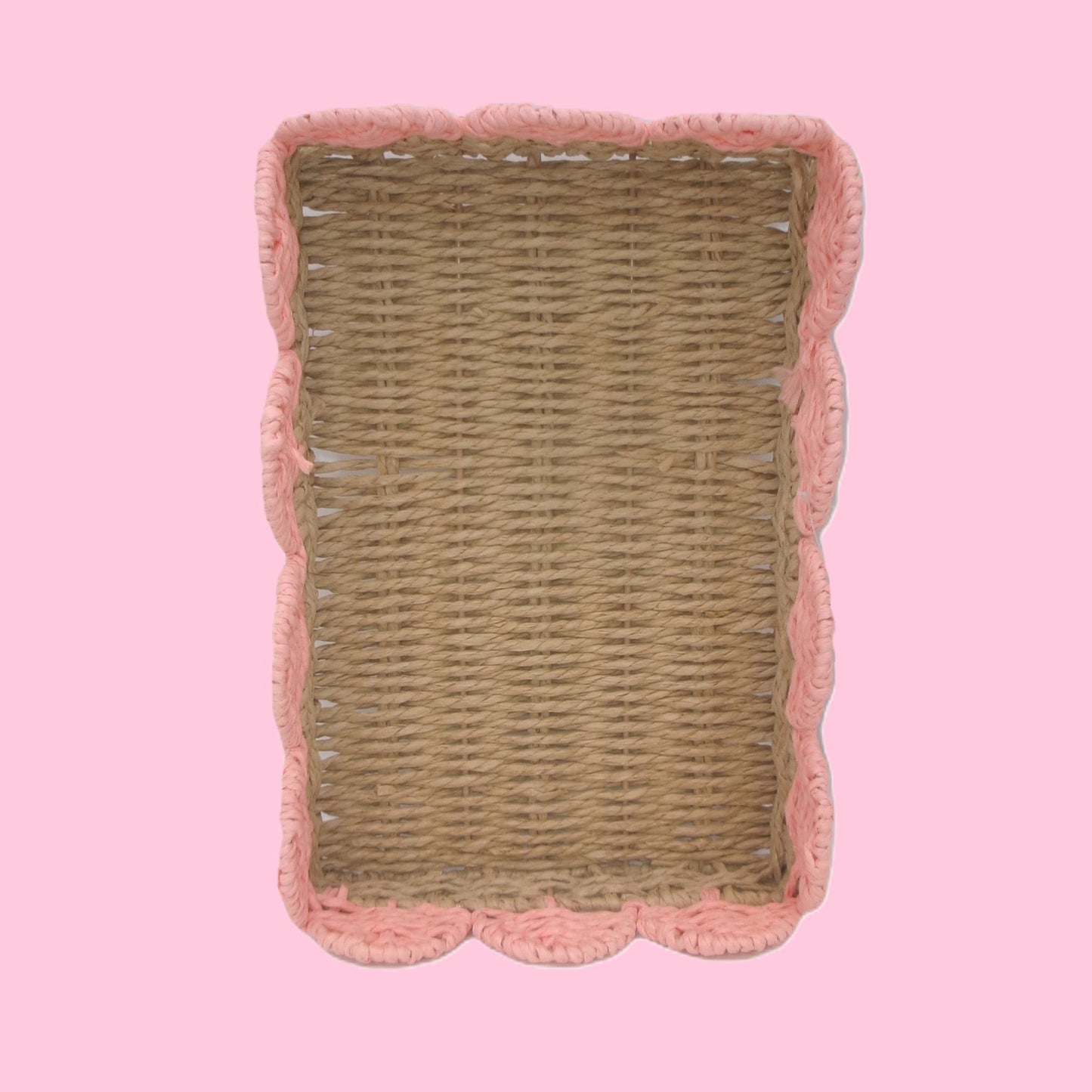Set of 2 Woven Rectangular Shaped Tray Assorted Colours Home Décor