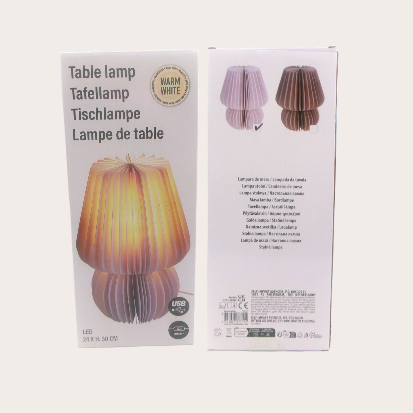 2 Assorted Coloured Paper LED Table Lamps 30cm