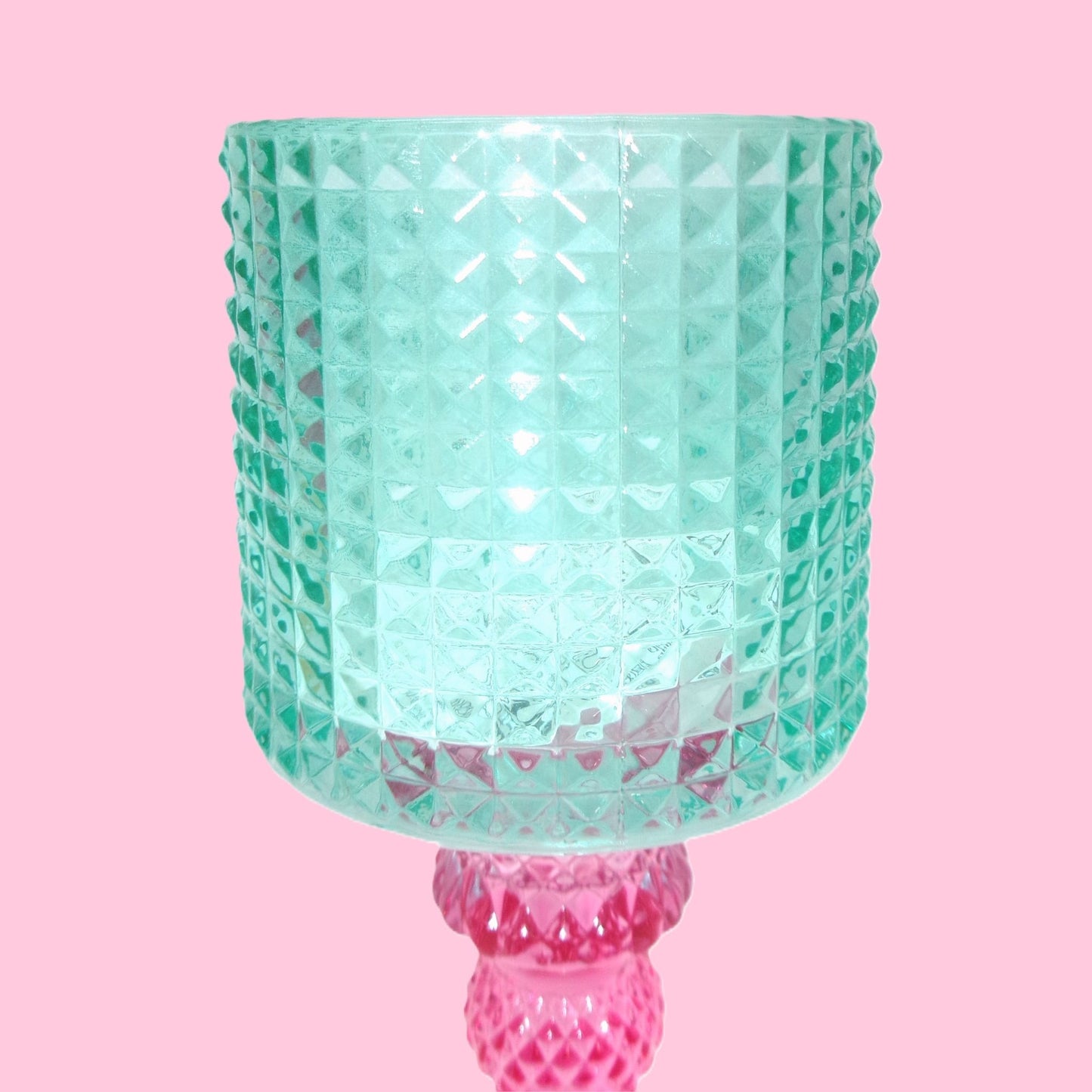 3 Assorted Tall Colourful Glass Tealight Holders 17.5cm