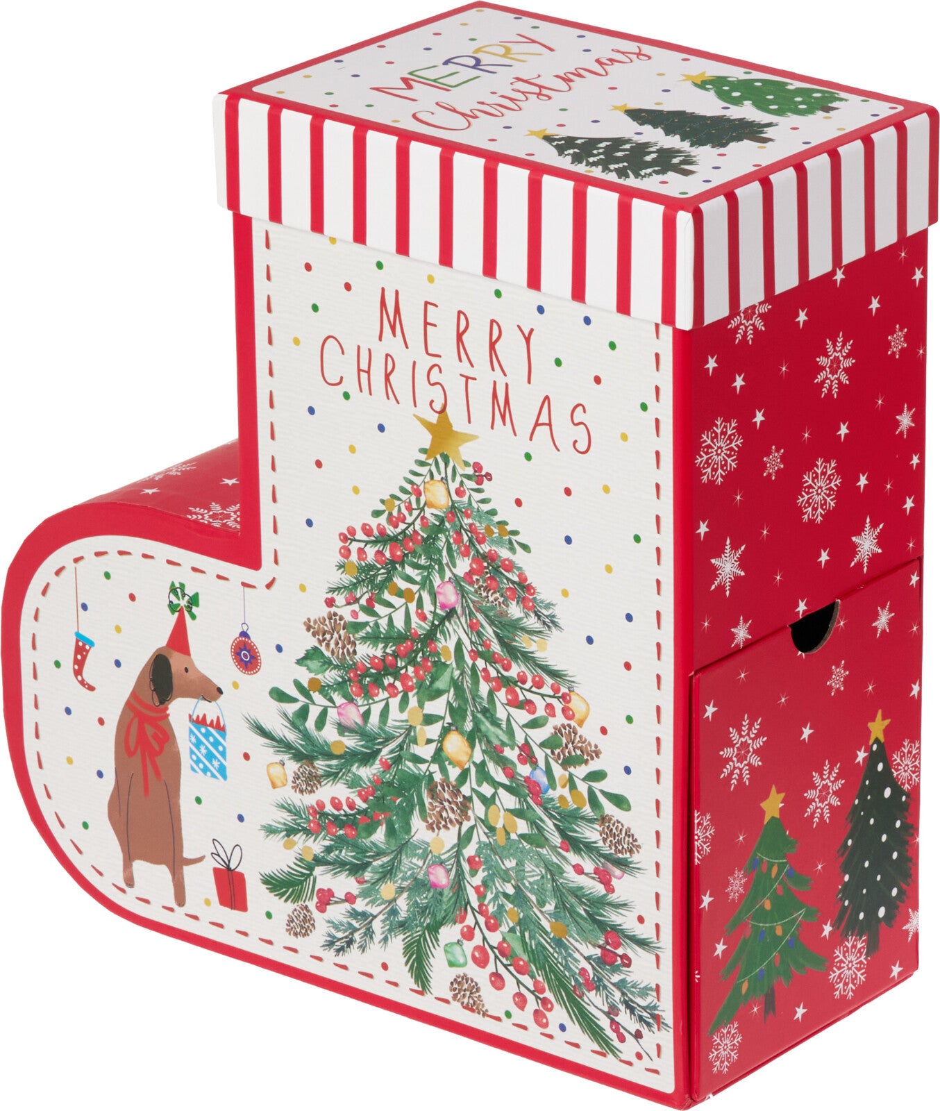 Christmas Boot Shaped Gift Box with Drawers 2x Assorted Designs