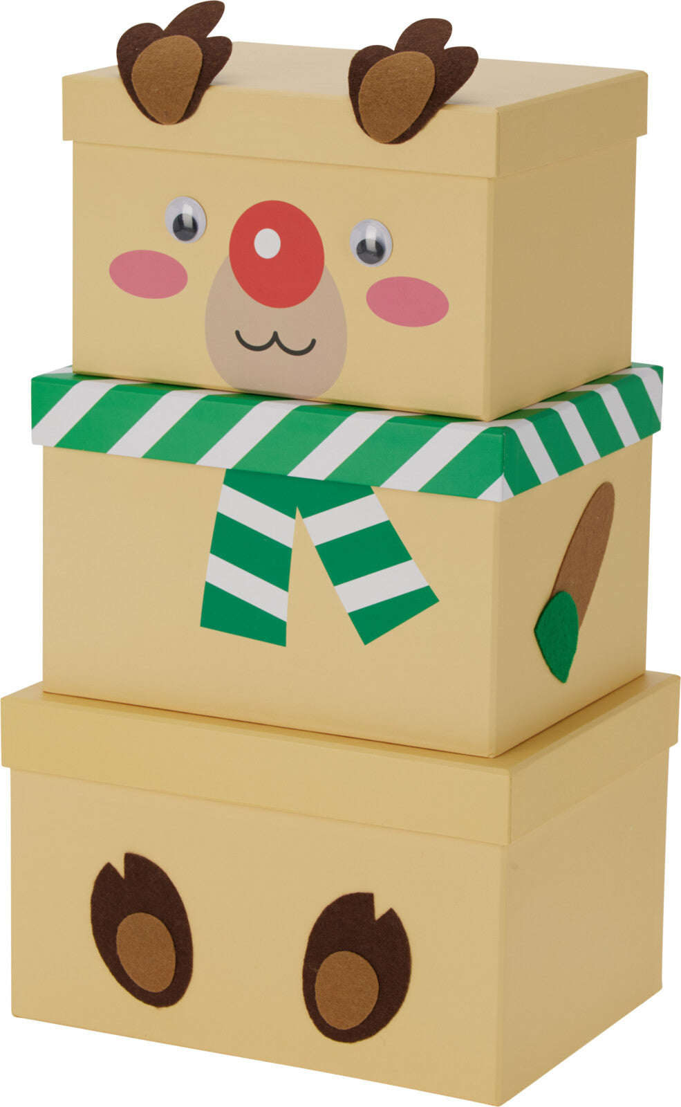 Christmas Gift Box Set of 3 Santa Snowman Reindeer Assorted Designs