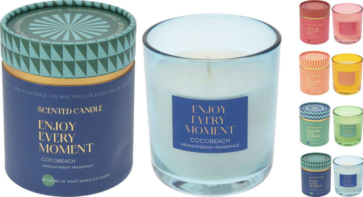 Assorted Fragrances Large Scented Candle in Coloured Glass Gift Box