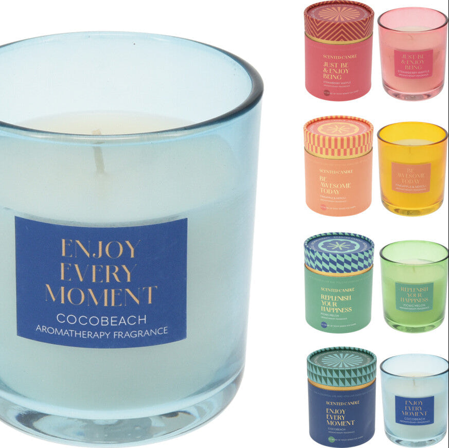 Assorted Fragrances Large Scented Candle in Coloured Glass Gift Box