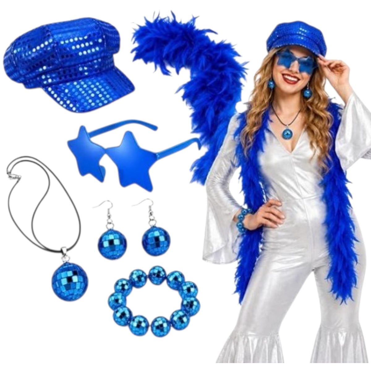 6 piece Blue Disco Accessories Set - Wear It Blue