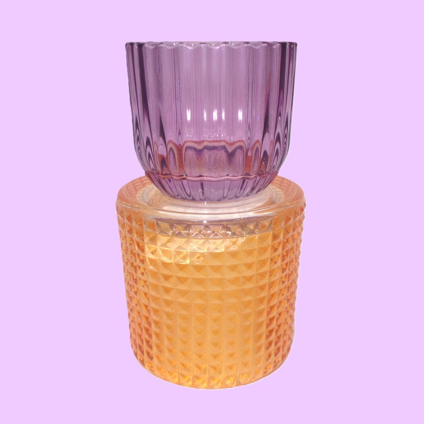 3 Assorted Colourful Glass Tealight Holders 13cm
