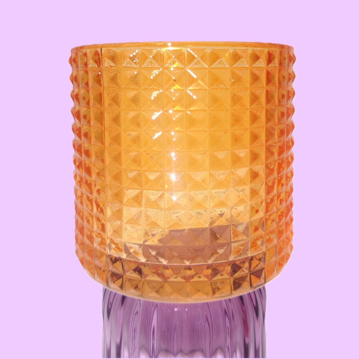 3 Assorted Colourful Glass Tealight Holders 13cm