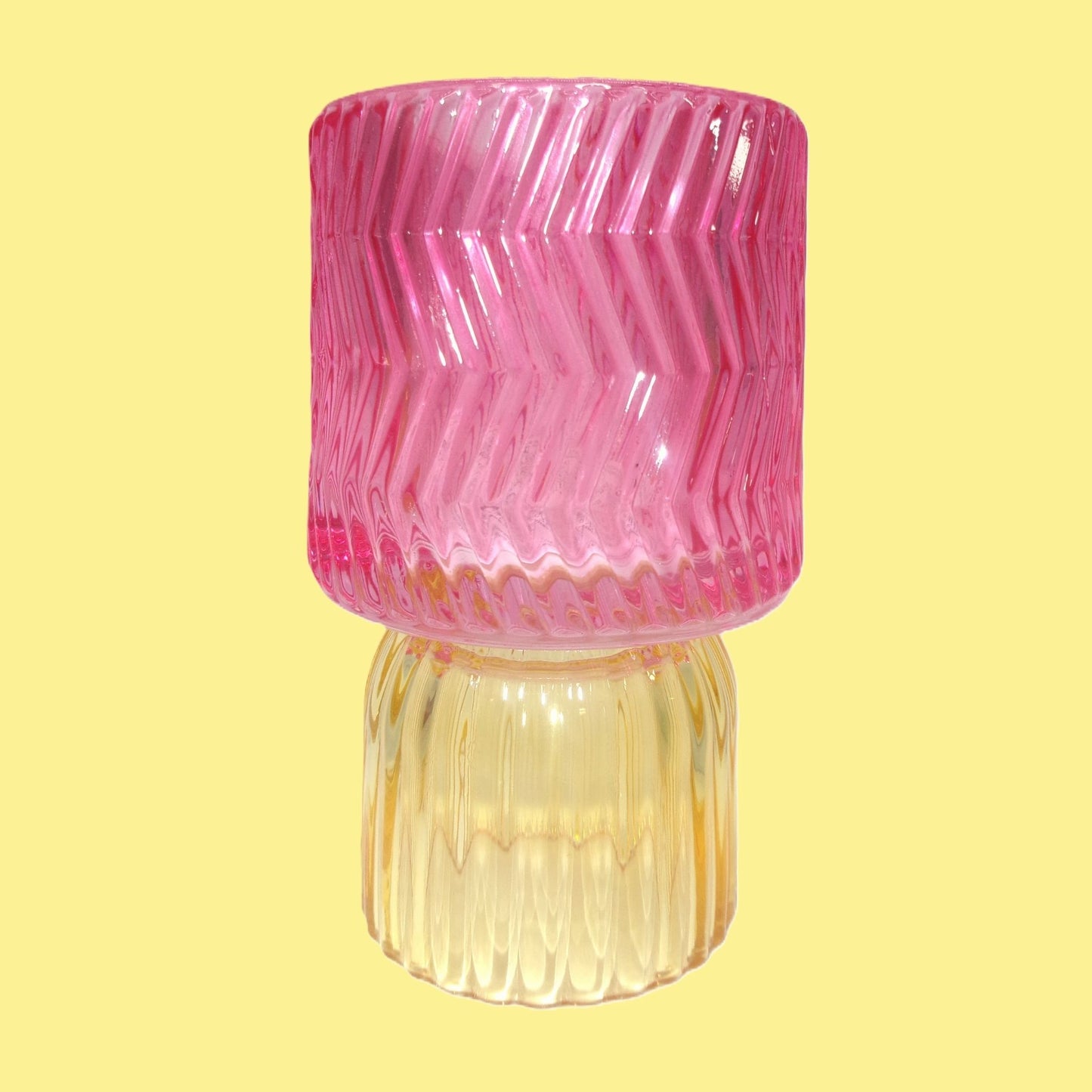 3 Assorted Colourful Glass Tealight Holders 13cm