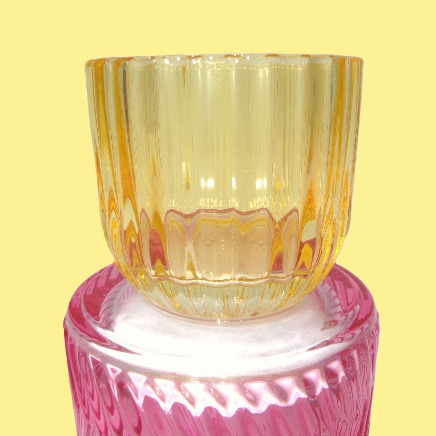 3 Assorted Colourful Glass Tealight Holders 13cm