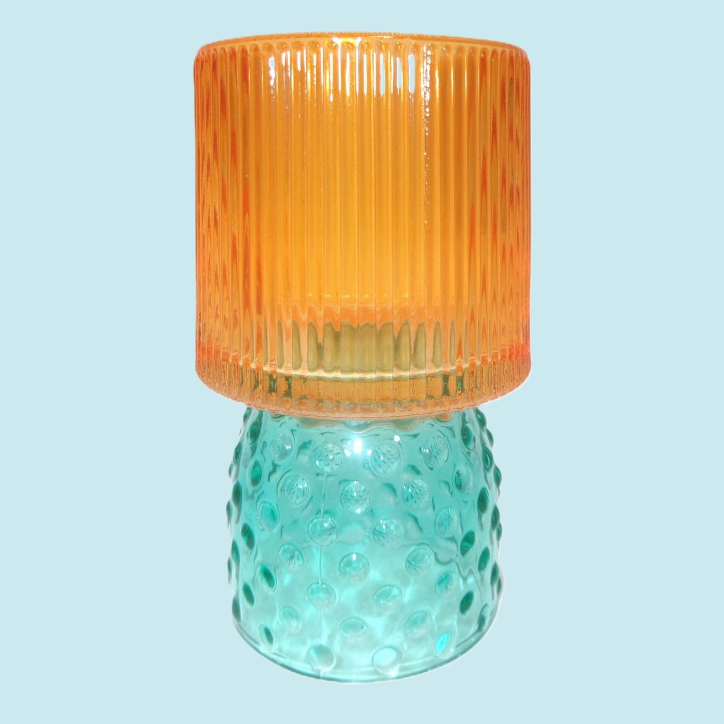 3 Assorted Colourful Glass Tealight Holders 13cm