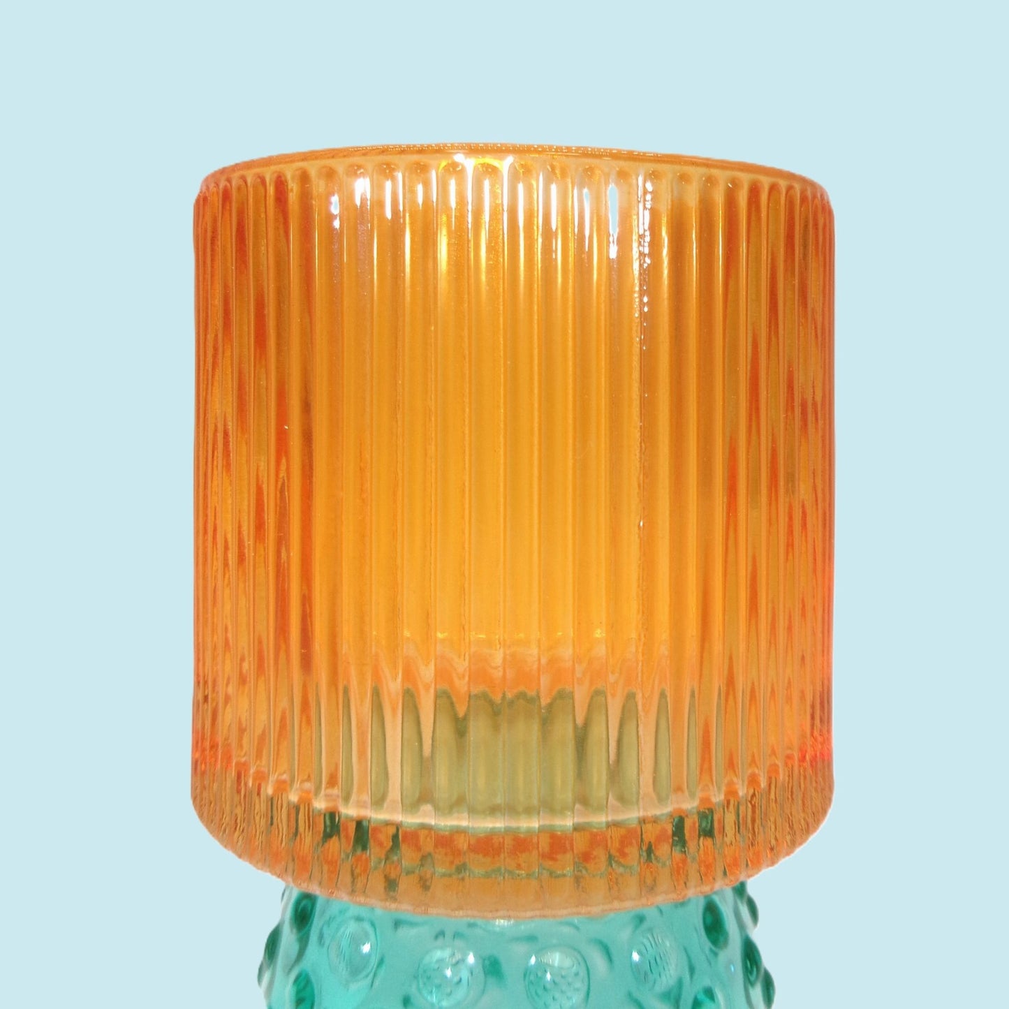3 Assorted Colourful Glass Tealight Holders 13cm
