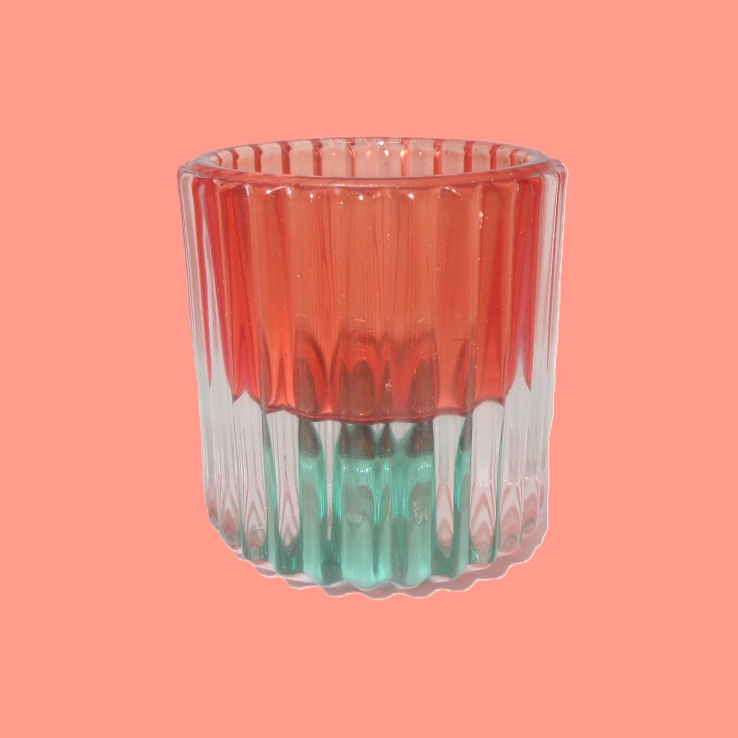 4 Assorted Colourful Glass Candle & Tealight Holders 6cm
