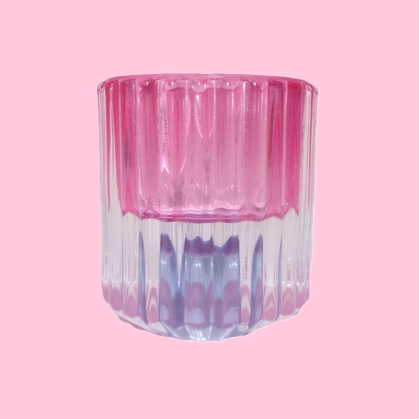 4 Assorted Colourful Glass Candle & Tealight Holders 6cm