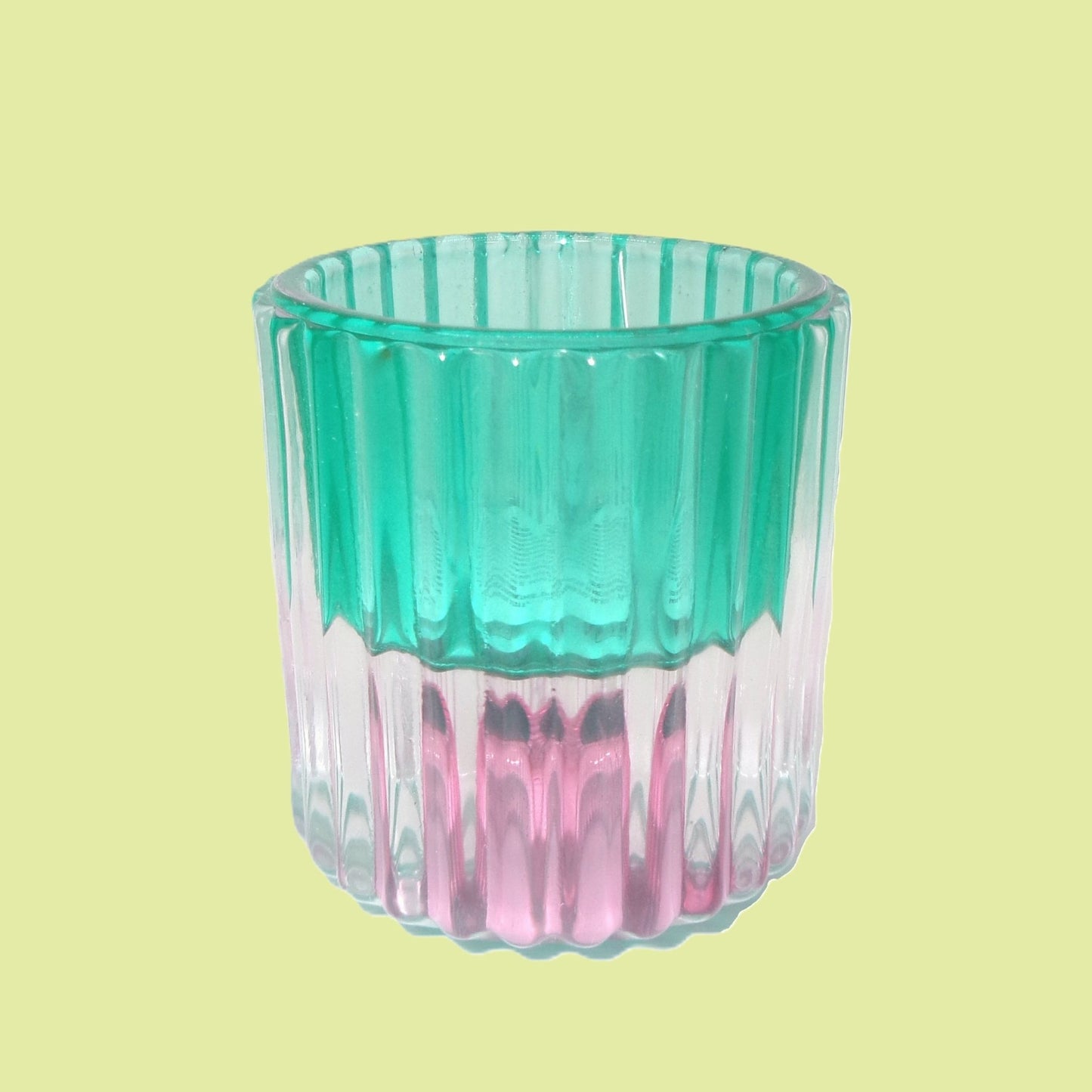 4 Assorted Colourful Glass Candle & Tealight Holders 6cm
