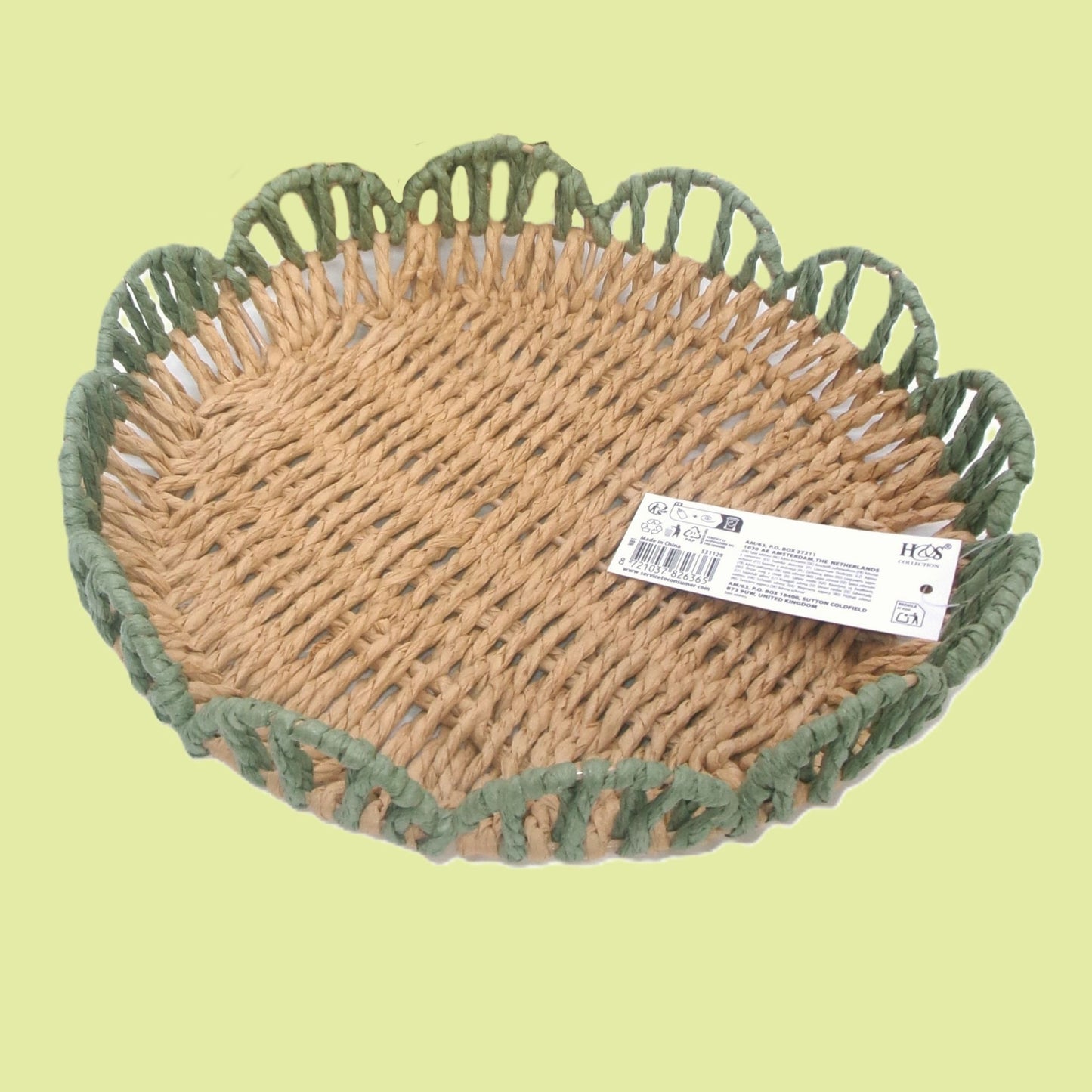 Woven Flower Shaped Tray Assorted Colours Home Décor Large
