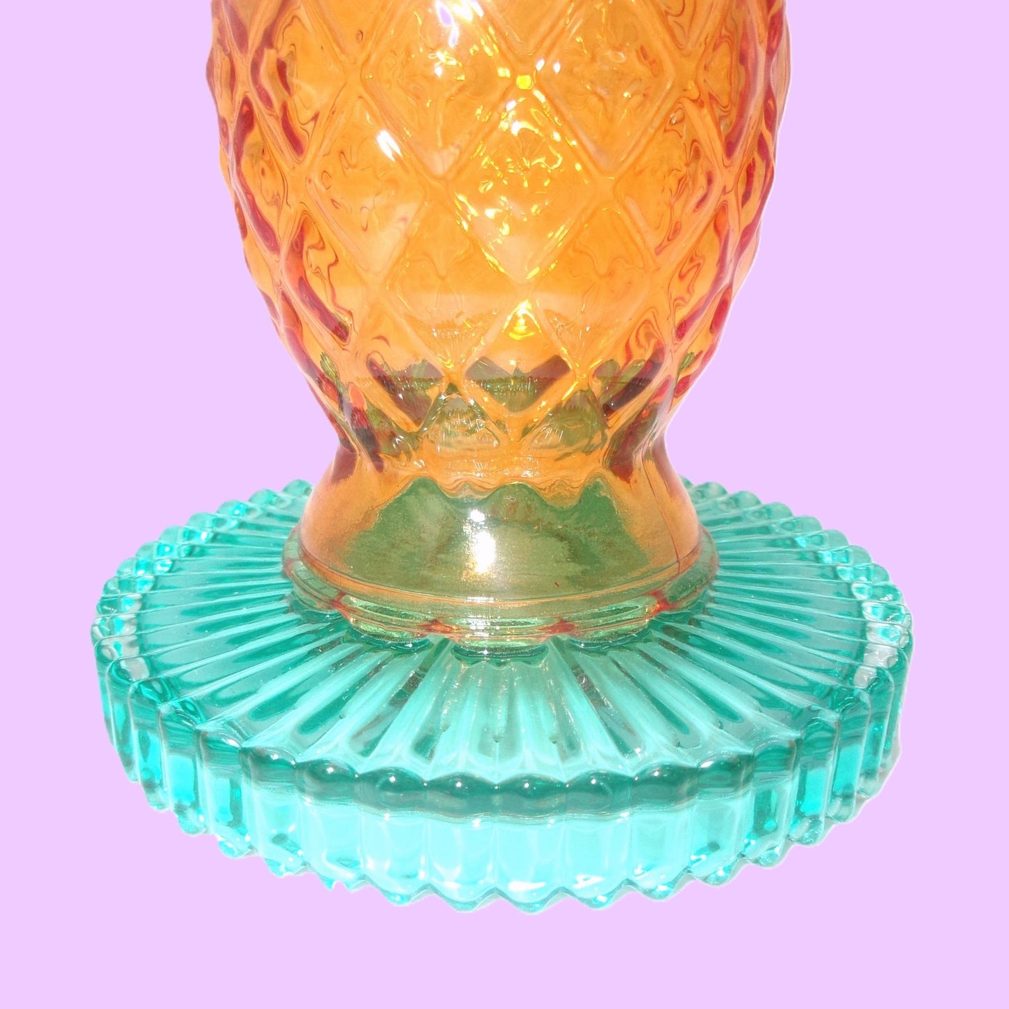 2 Assorted Colourful Glass Tropical Design Candle Holders