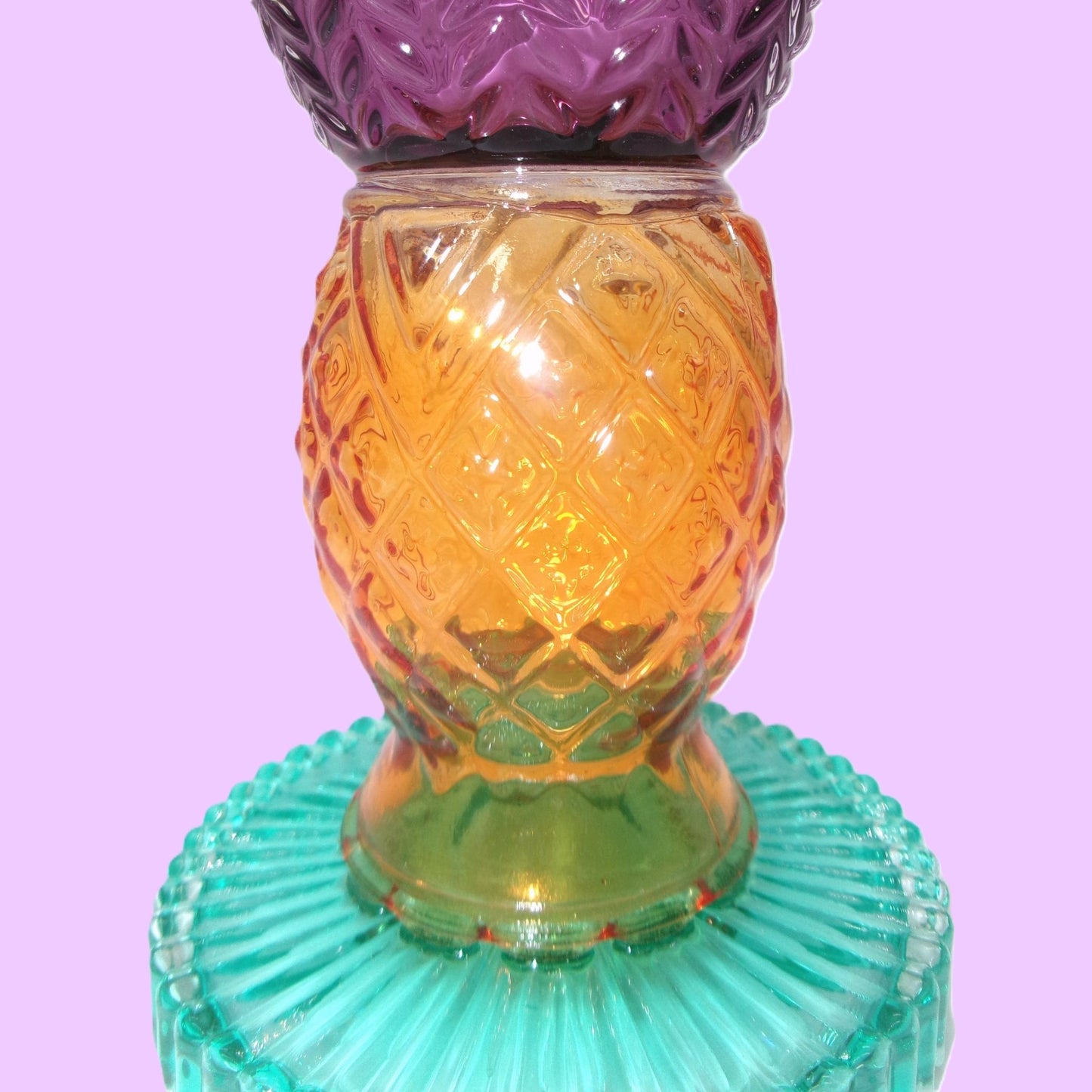 2 Assorted Colourful Glass Tropical Design Candle Holders