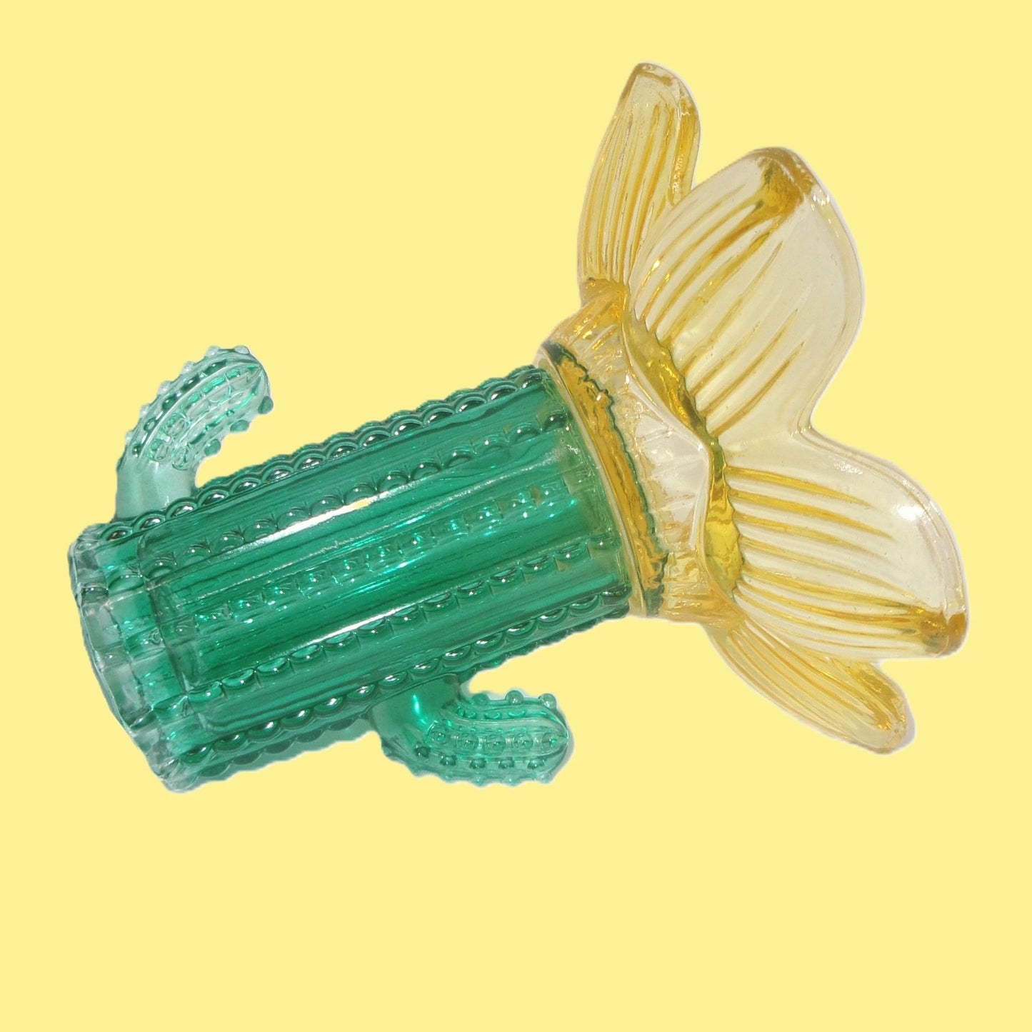 2 Assorted Colourful Glass Cactus Design Candle Holders