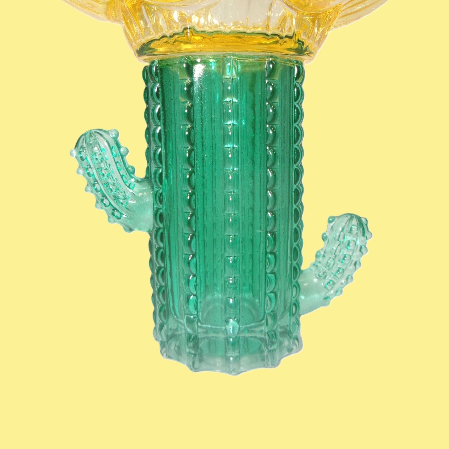 2 Assorted Colourful Glass Cactus Design Candle Holders