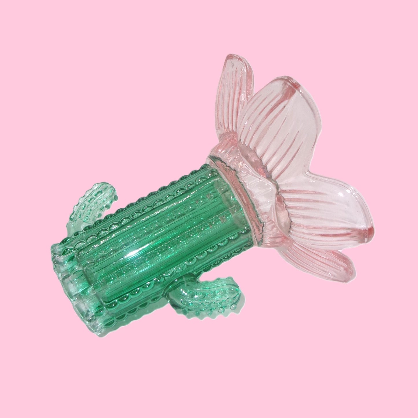 2 Assorted Colourful Glass Cactus Design Candle Holders