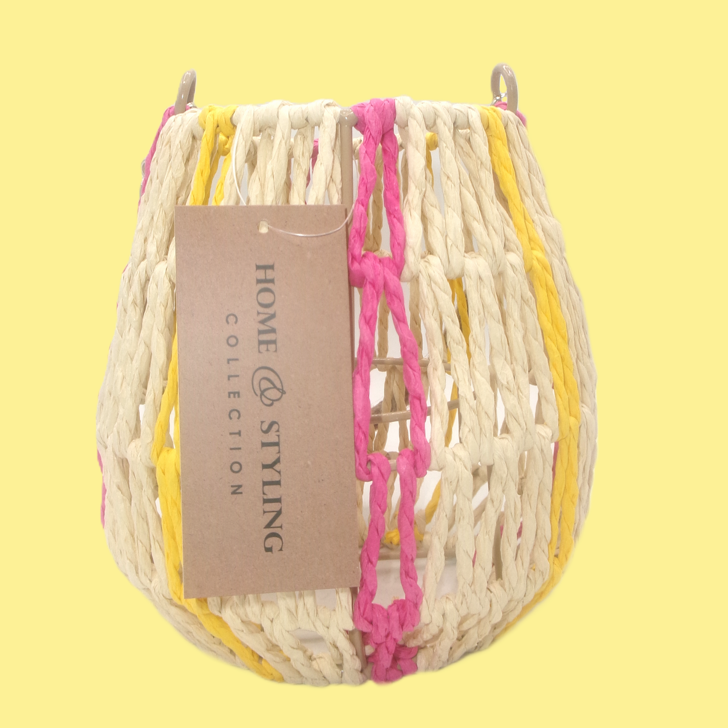 2 Assorted Colour Woven Lanterns with Handles