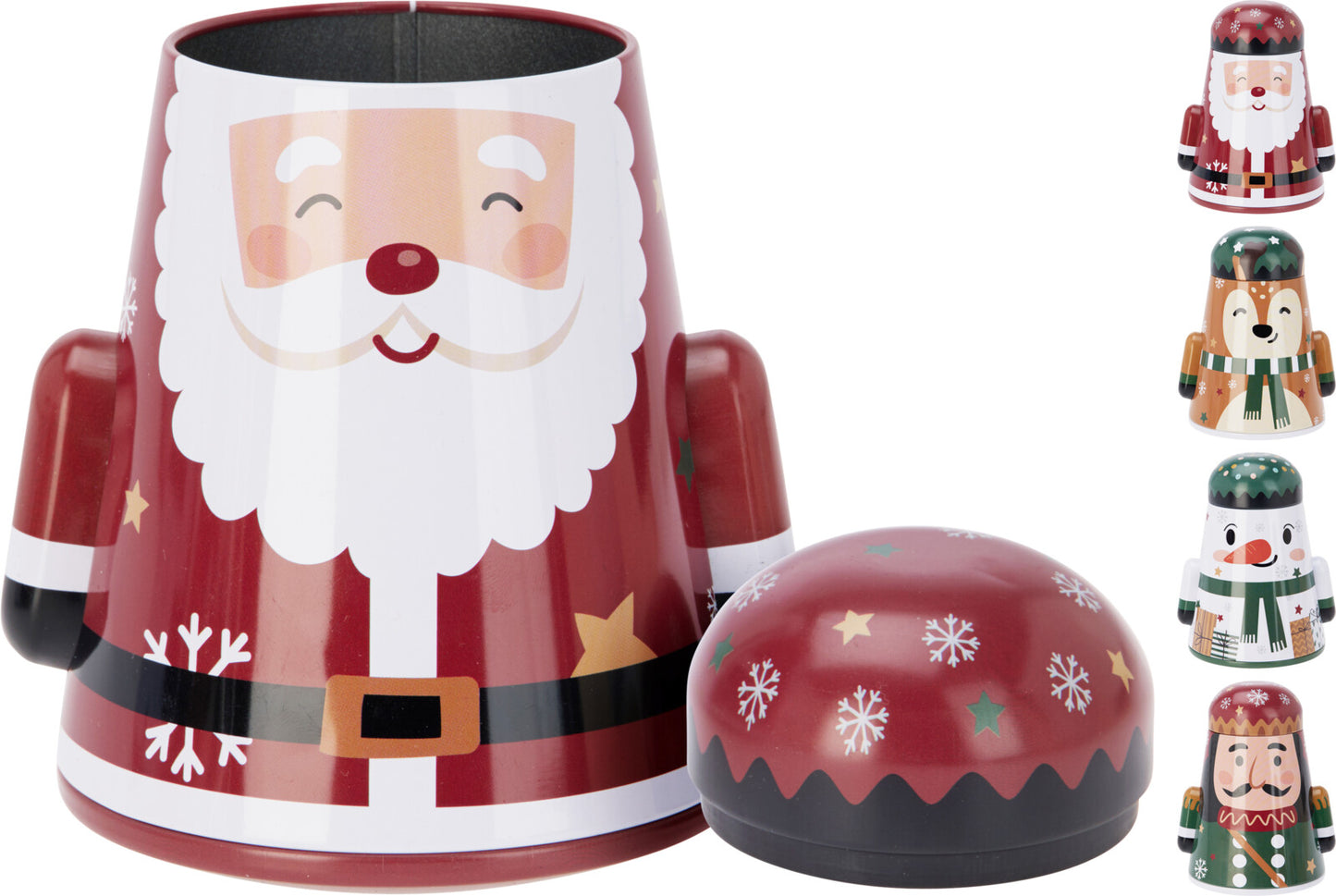 4 Assorted Christmas Storage Tins Traditional Festive Designs