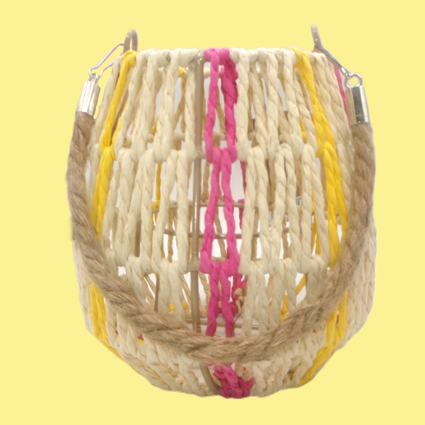 2 Assorted Colour Woven Lanterns with Handles
