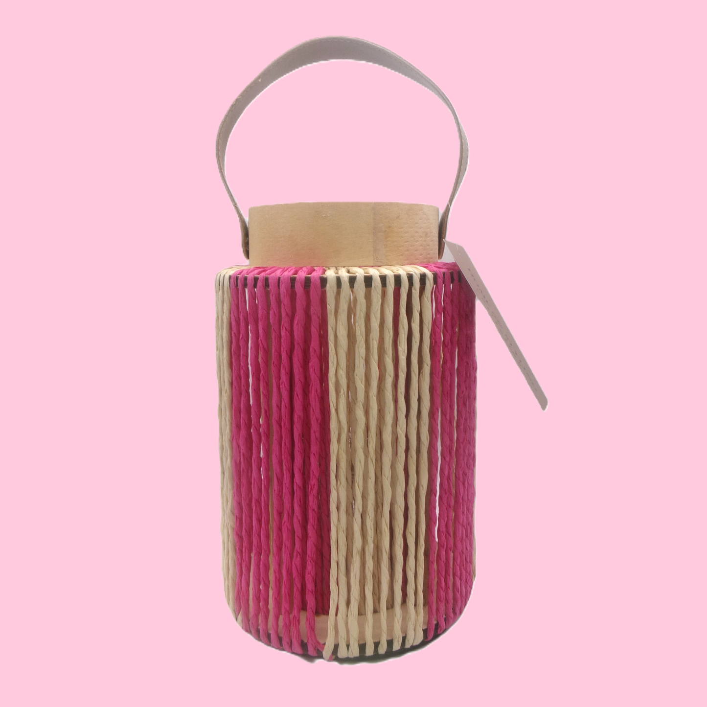 3 Assorted Colour Tall Woven Lanterns with Handles
