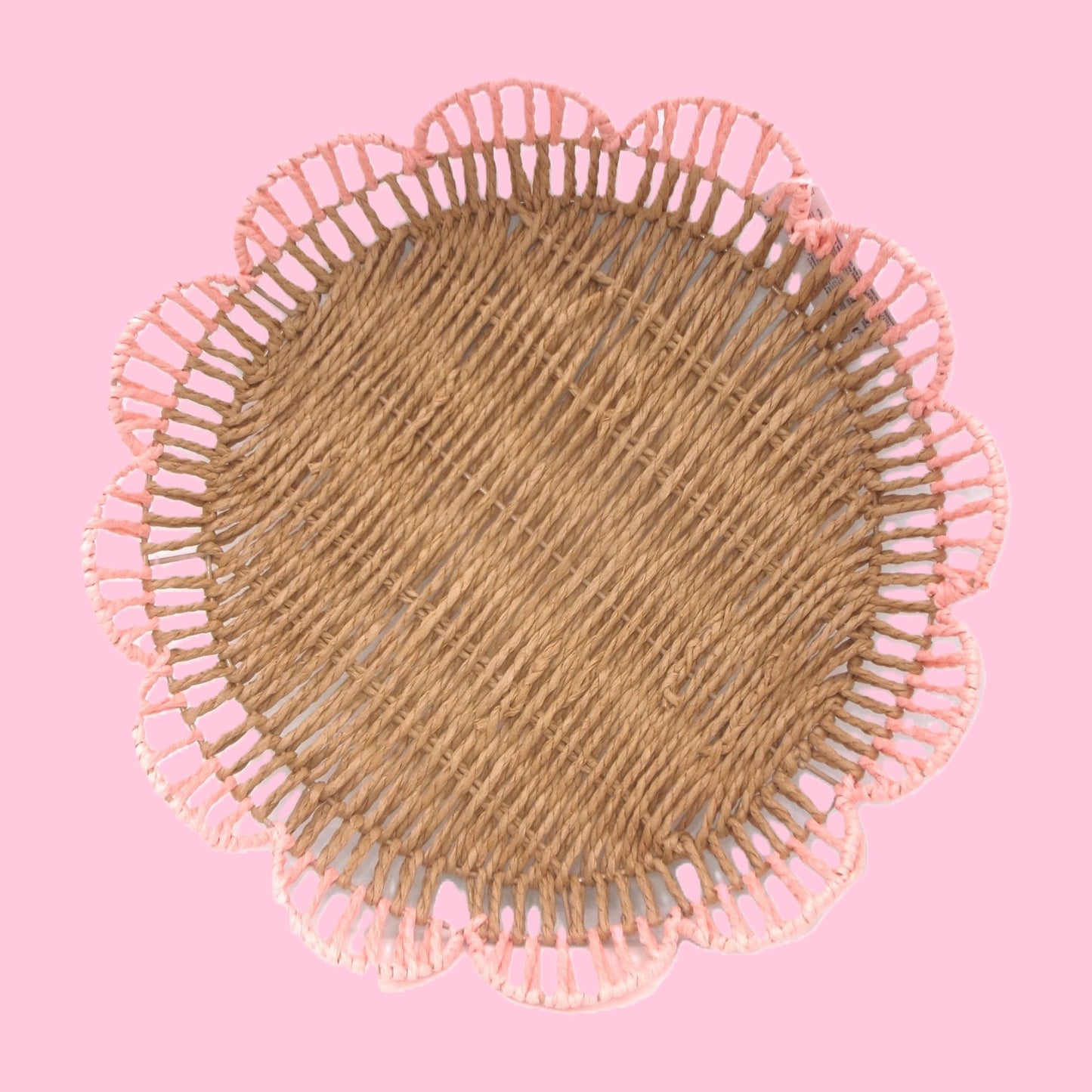 Woven Flower Shaped Tray Assorted Colours Home Décor Large