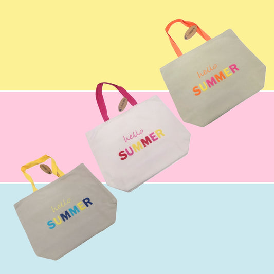 3 Assorted Colourful Quote Design Beach Bags