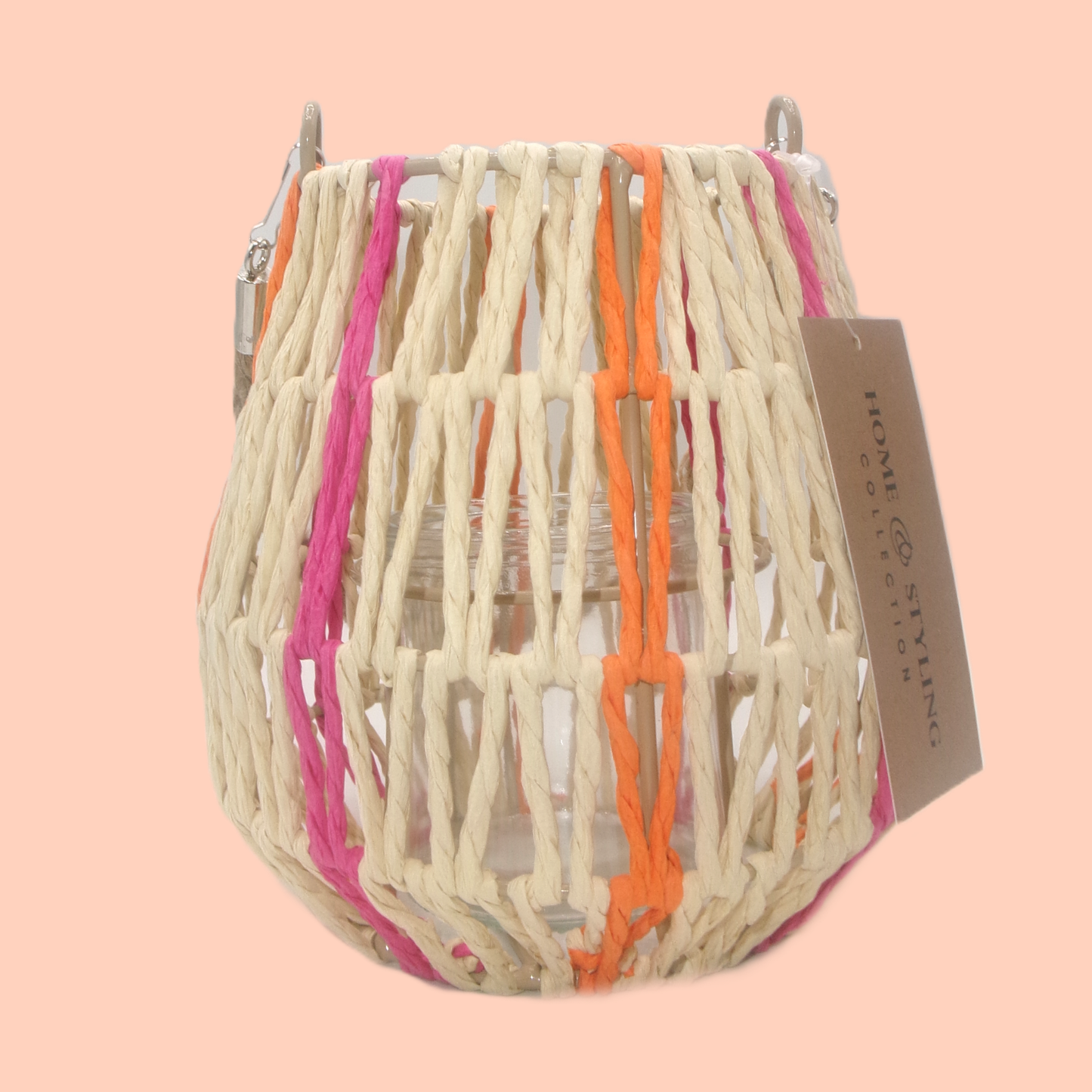 2 Assorted Colour Woven Lanterns with Handles