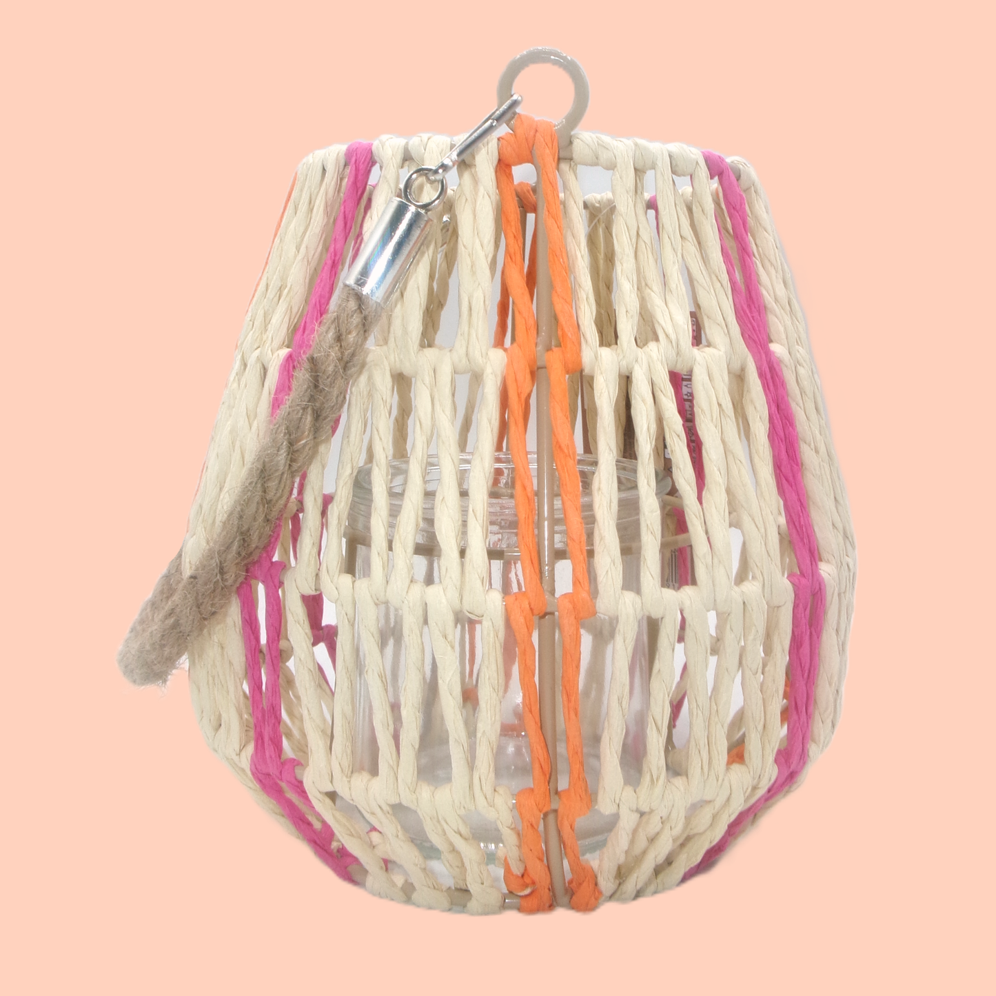 2 Assorted Colour Woven Lanterns with Handles