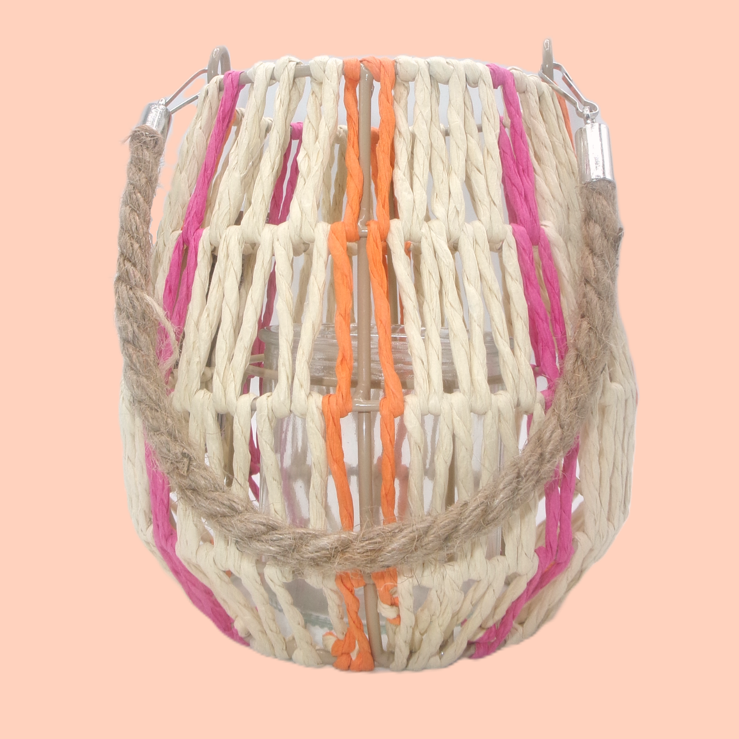 2 Assorted Colour Woven Lanterns with Handles