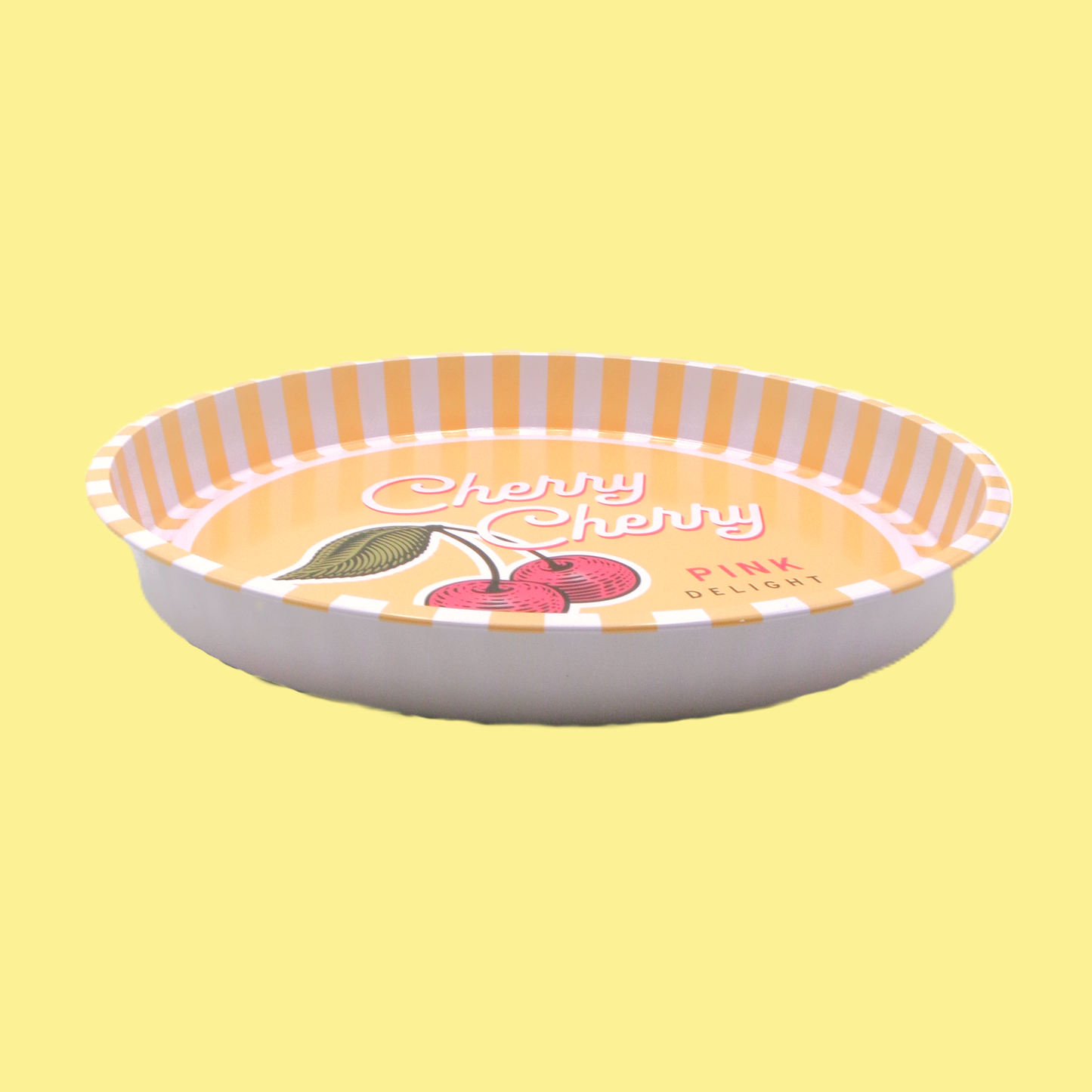 4 Assorted Colourful Retro Fruit Design Round Metal Serving Tray