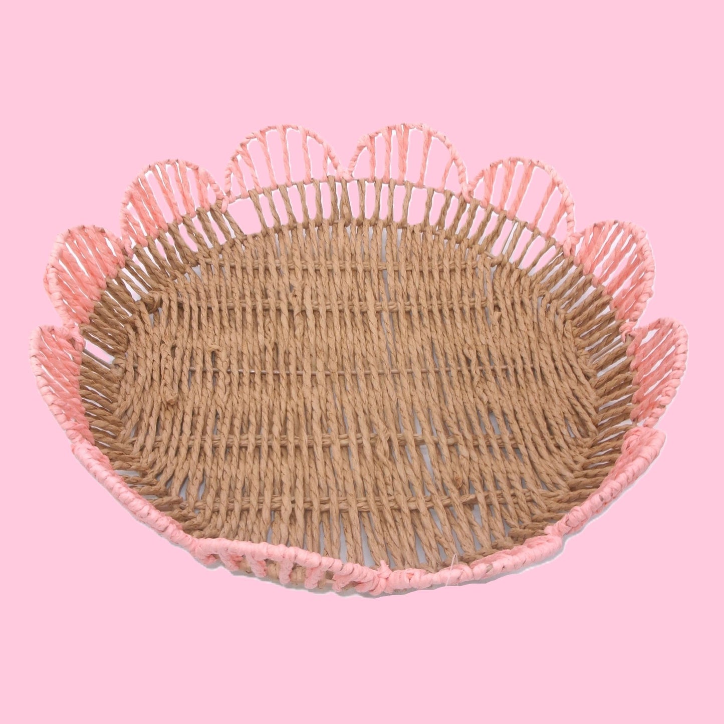 Woven Flower Shaped Tray Assorted Colours Home Décor Large
