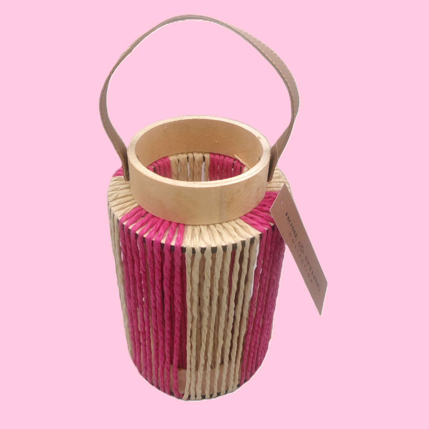 3 Assorted Colour Tall Woven Lanterns with Handles