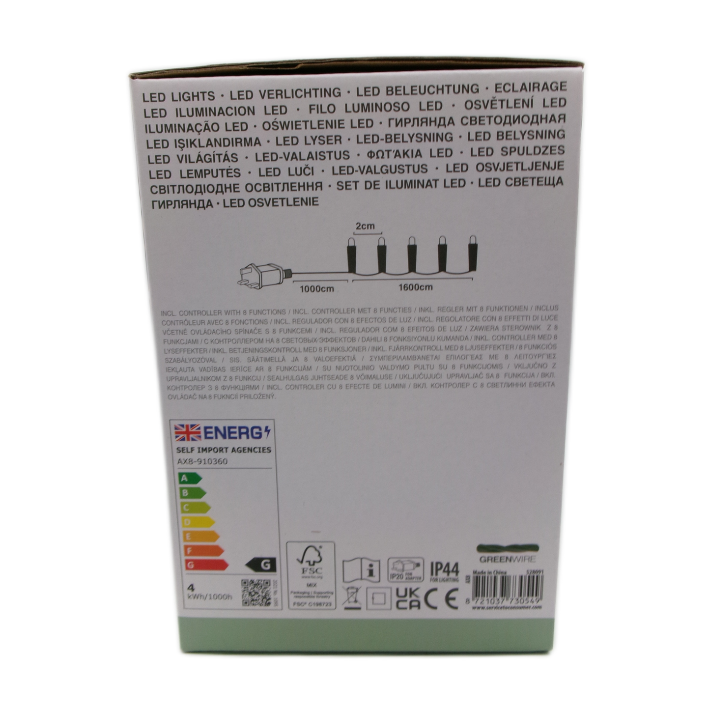 Christmas Microcluster LED Lights 800 Warm White 10M Lead Multi Functions with Timer