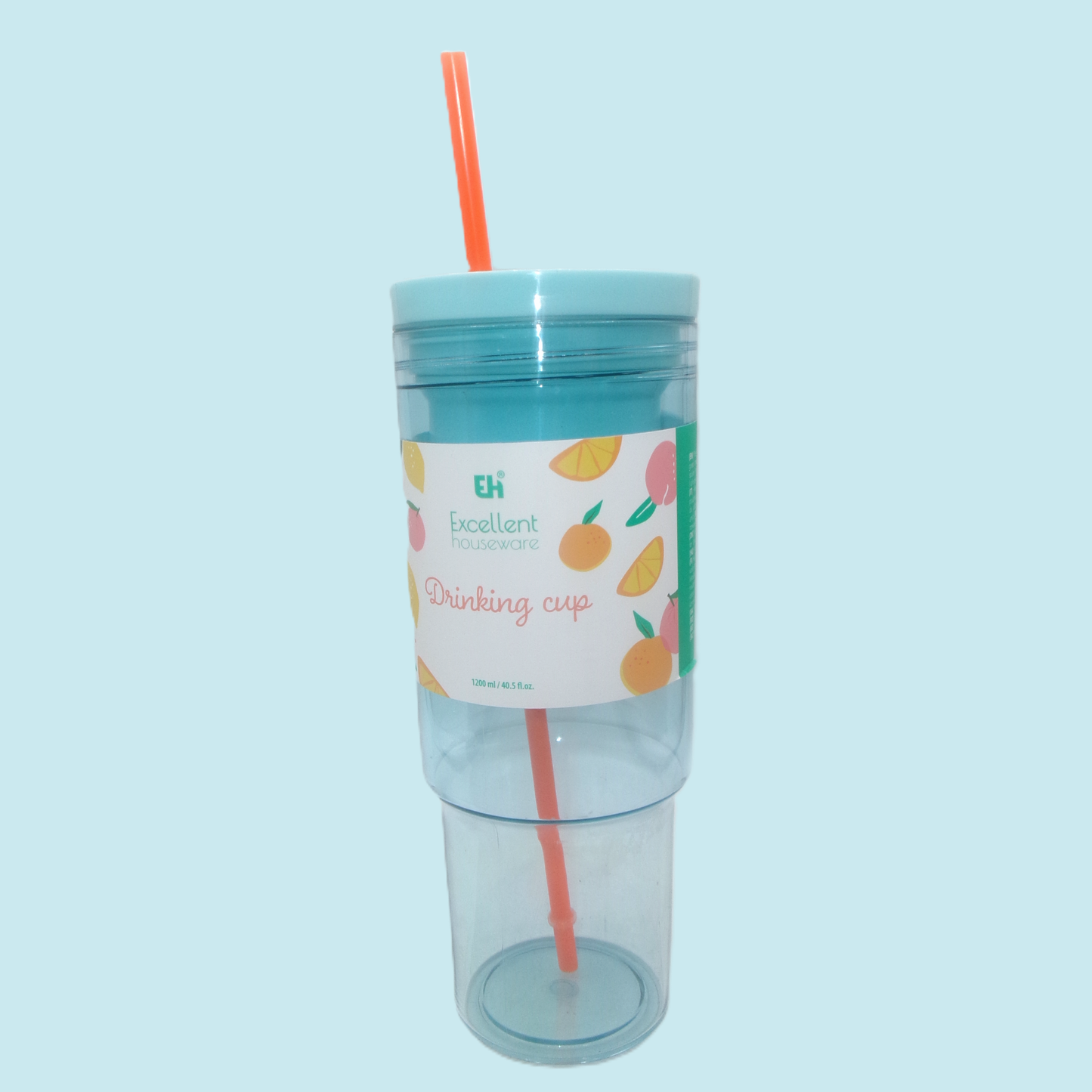 Large Capacity Colourful Plastic Drinks Bottle with Straw