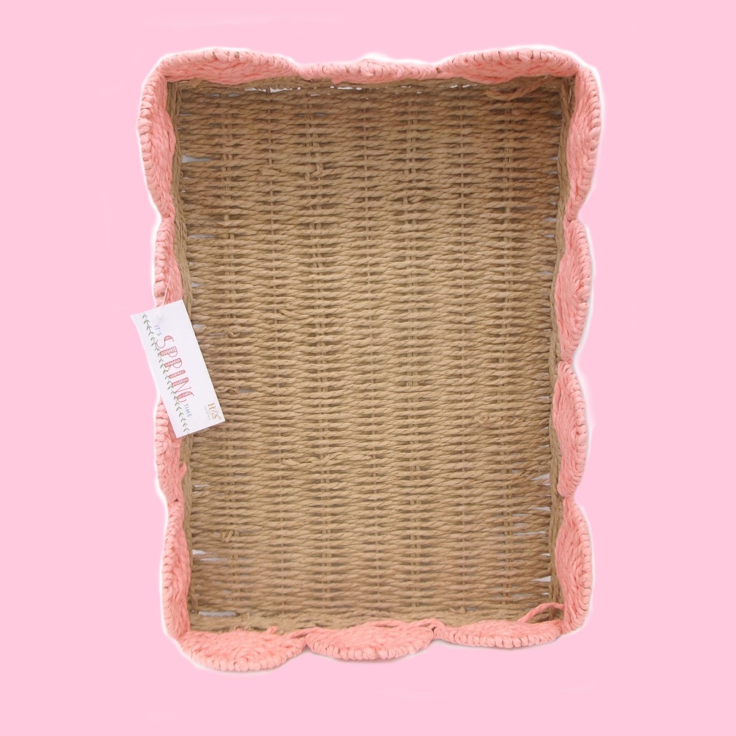 Set of 2 Woven Rectangular Shaped Tray Assorted Colours Home Décor