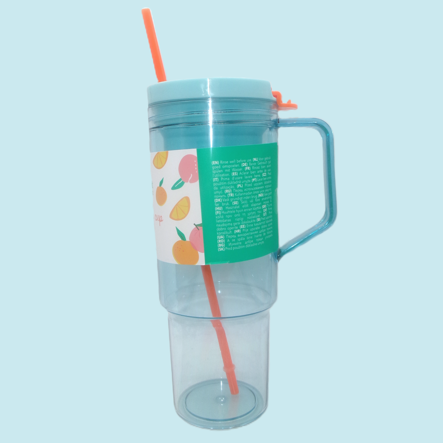 Large Capacity Colourful Plastic Drinks Bottle with Straw