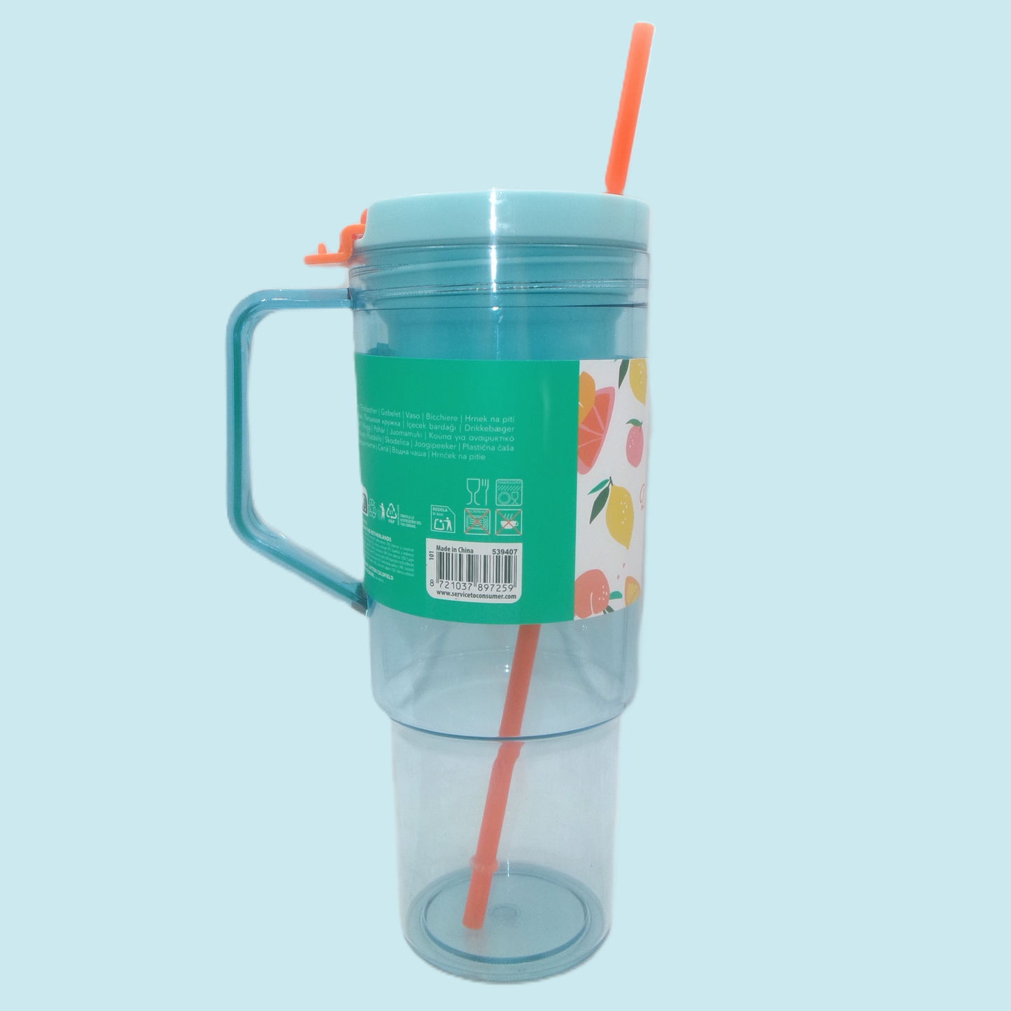 Large Capacity Colourful Plastic Drinks Bottle with Straw