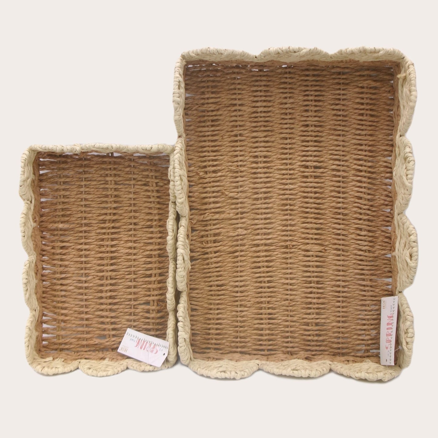 Set of 2 Woven Rectangular Shaped Tray Assorted Colours Home Décor