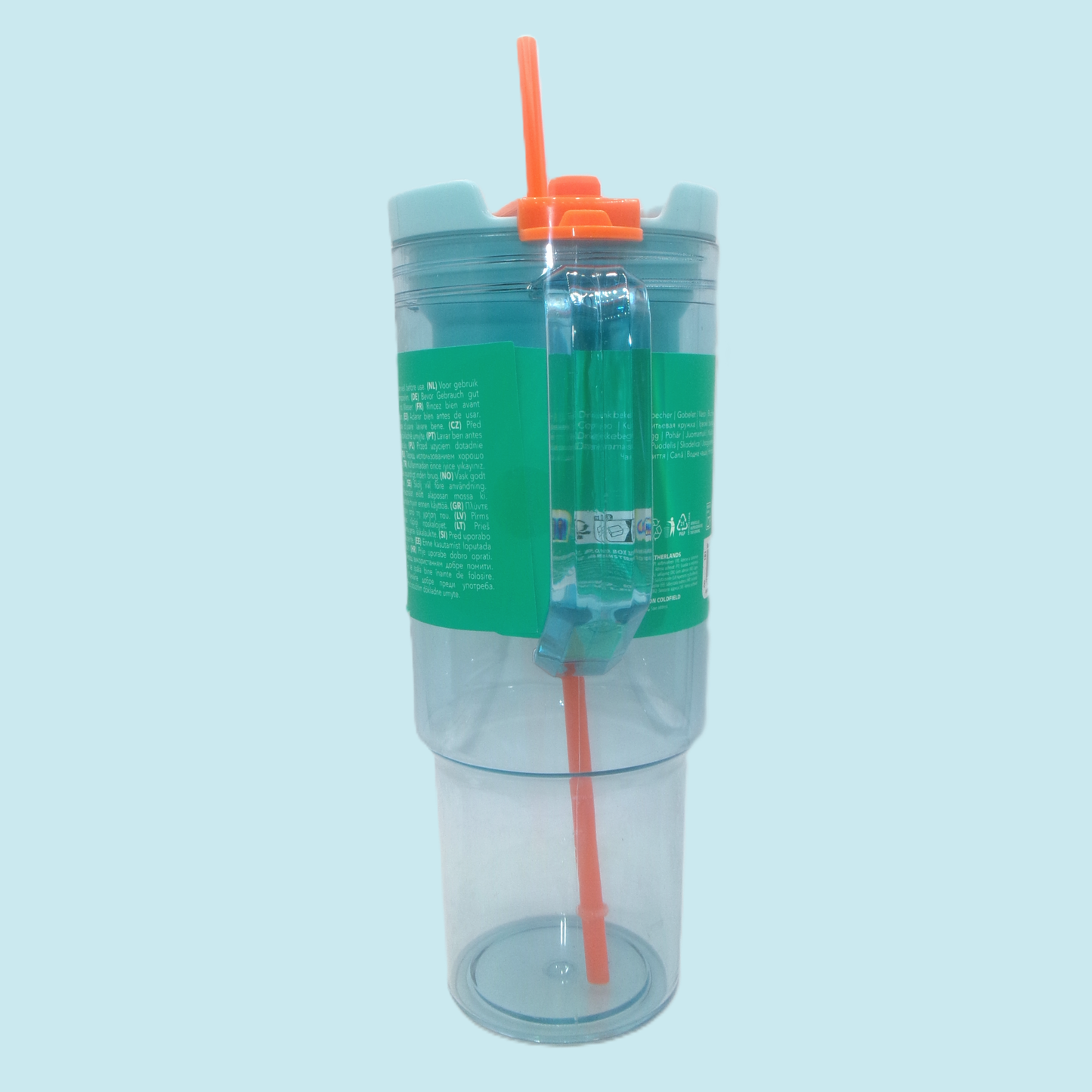 Large Capacity Colourful Plastic Drinks Bottle with Straw