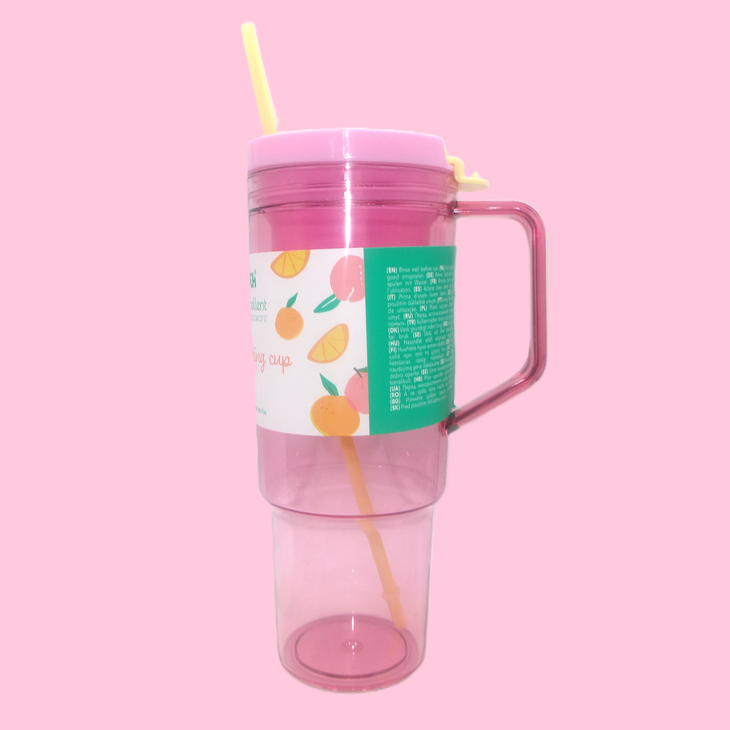 Large Capacity Colourful Plastic Drinks Bottle with Straw