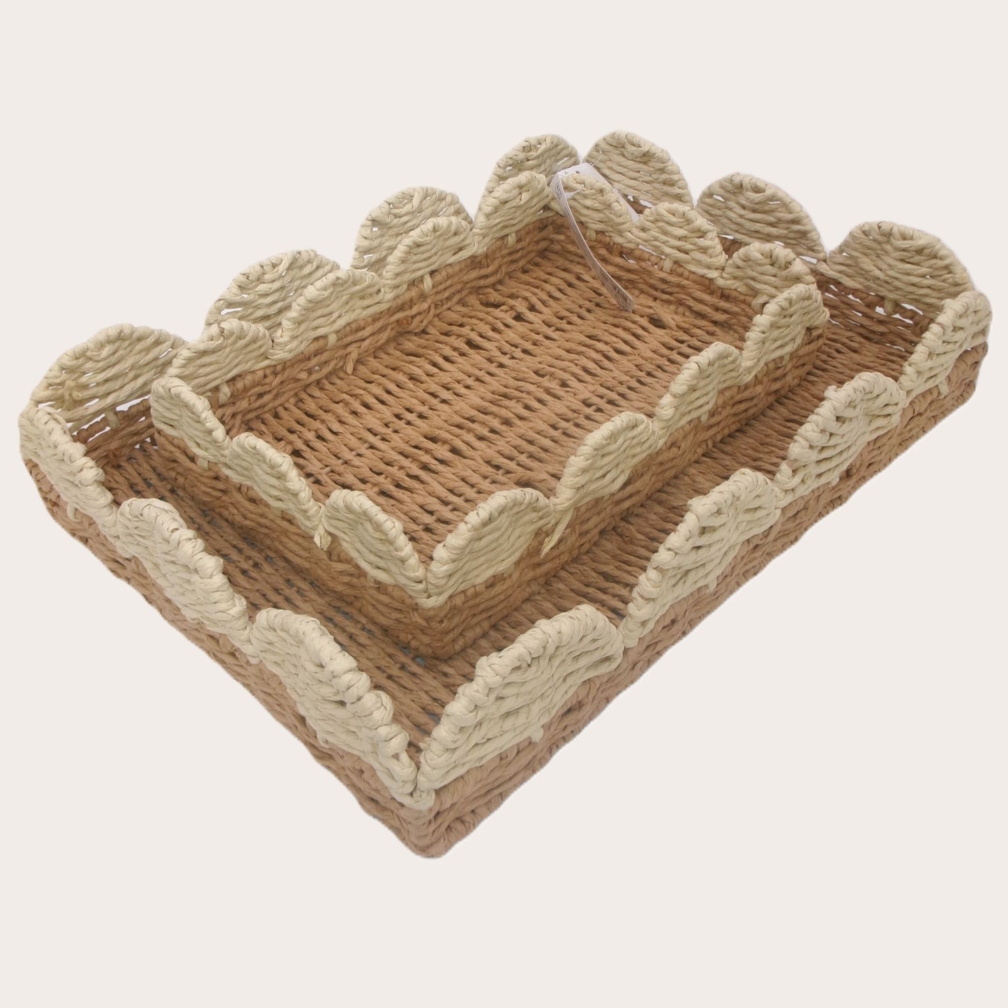 Set of 2 Woven Rectangular Shaped Tray Assorted Colours Home Décor