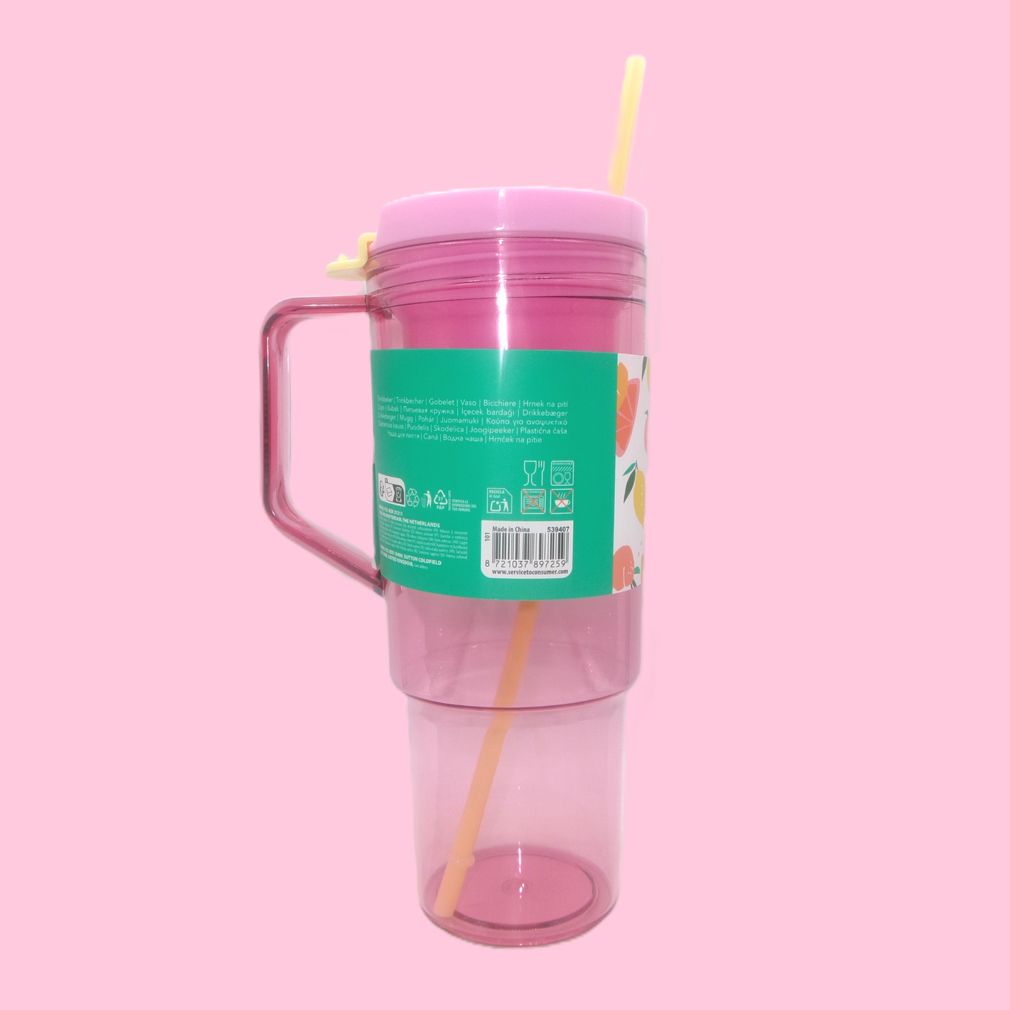 Large Capacity Colourful Plastic Drinks Bottle with Straw