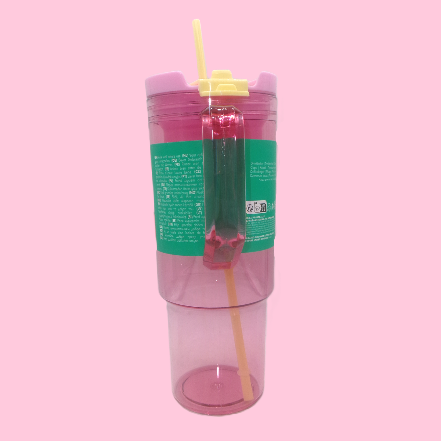 Large Capacity Colourful Plastic Drinks Bottle with Straw