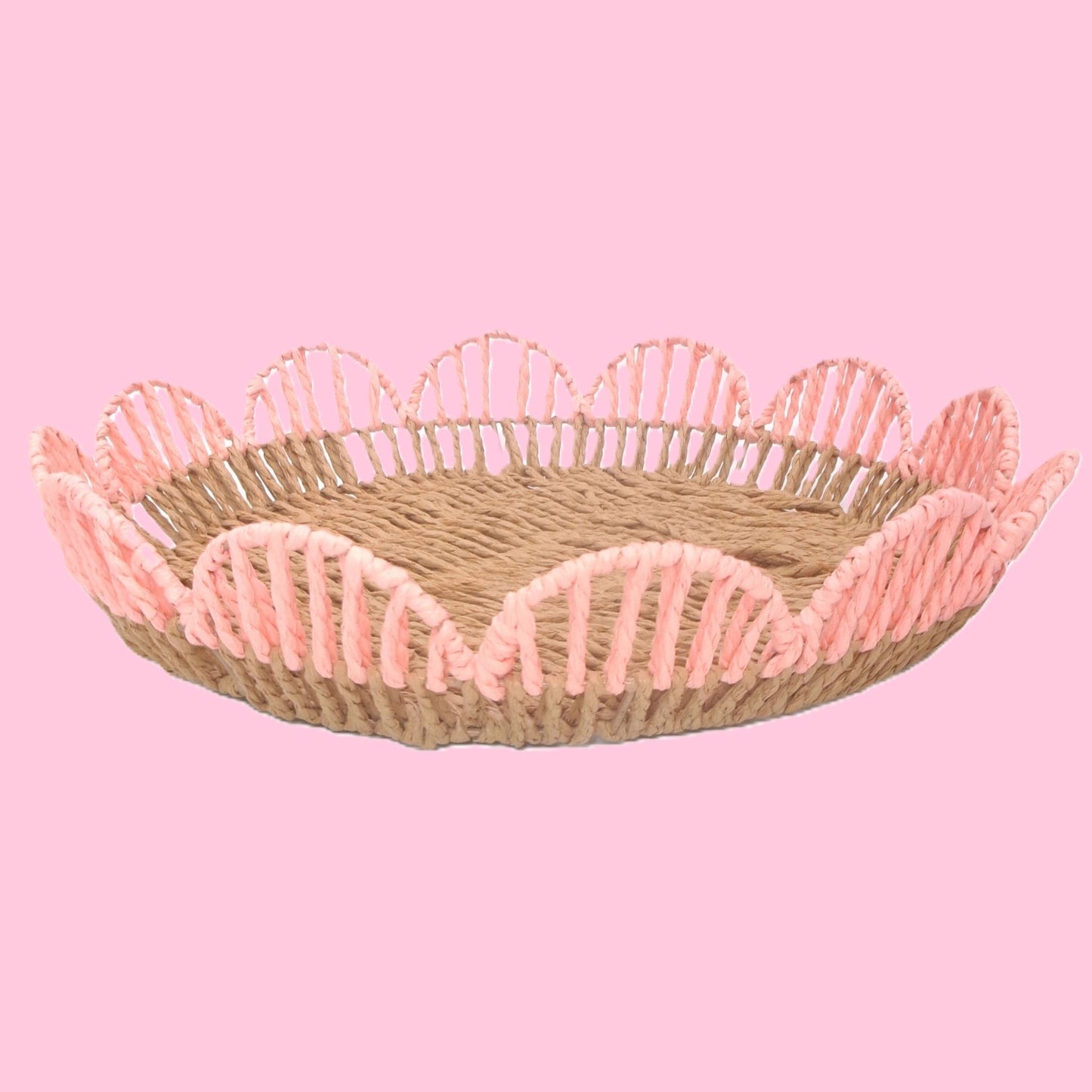 Woven Flower Shaped Tray Assorted Colours Home Décor Large