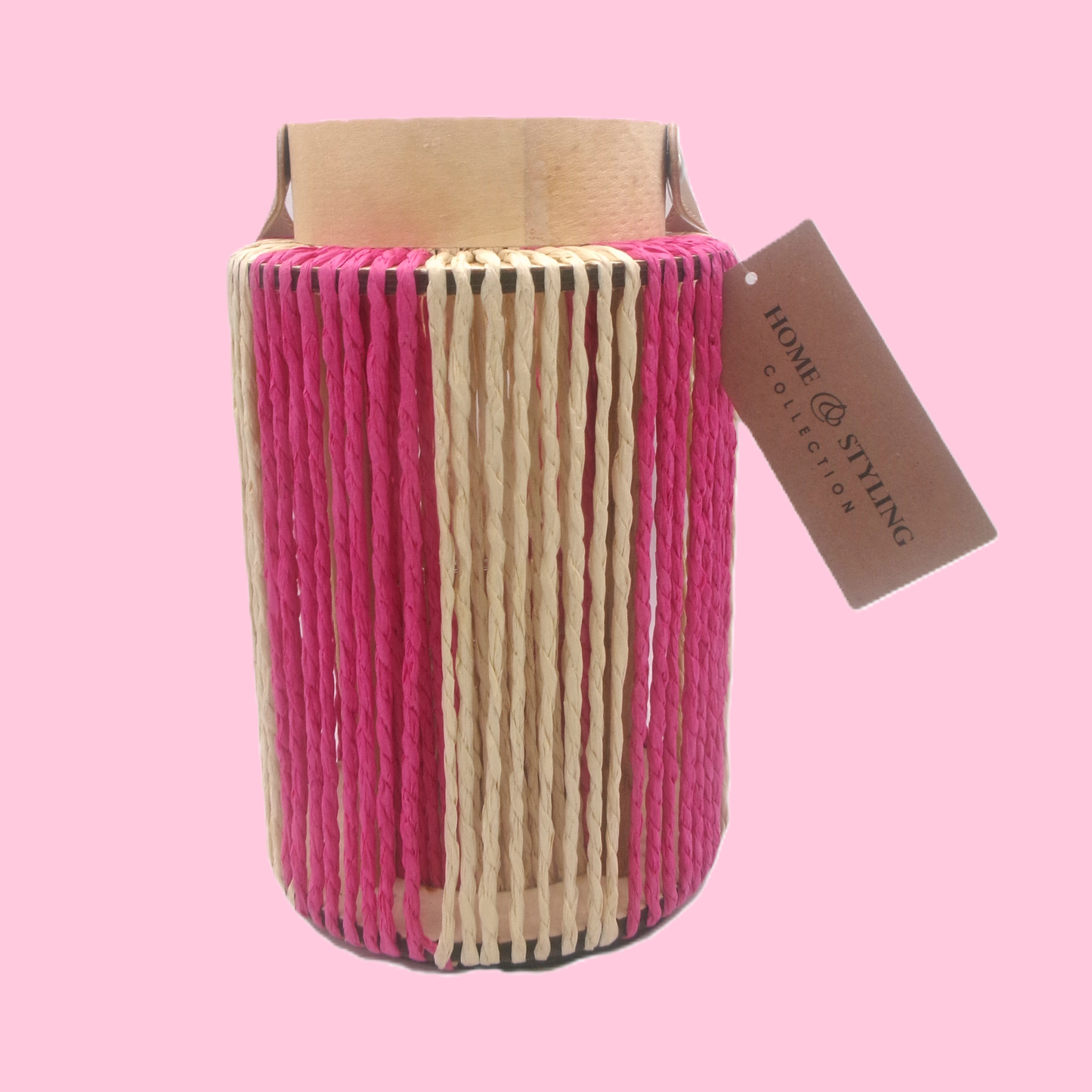 3 Assorted Colour Tall Woven Lanterns with Handles